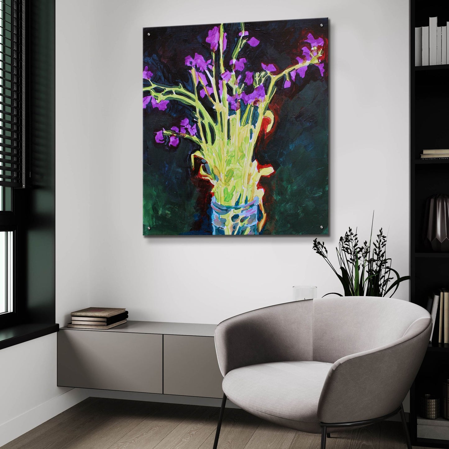 Epic Art 'Midnight Violets' by Victoria Macmillan, Acrylic Glass Wall Art,36x36