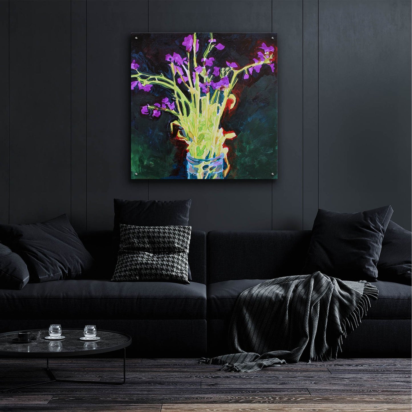 Epic Art 'Midnight Violets' by Victoria Macmillan, Acrylic Glass Wall Art,36x36