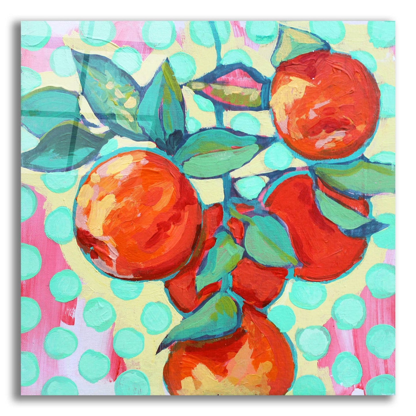 Epic Art 'Polka Dot and Electric Orange' by Victoria Macmillan, Acrylic Glass Wall Art