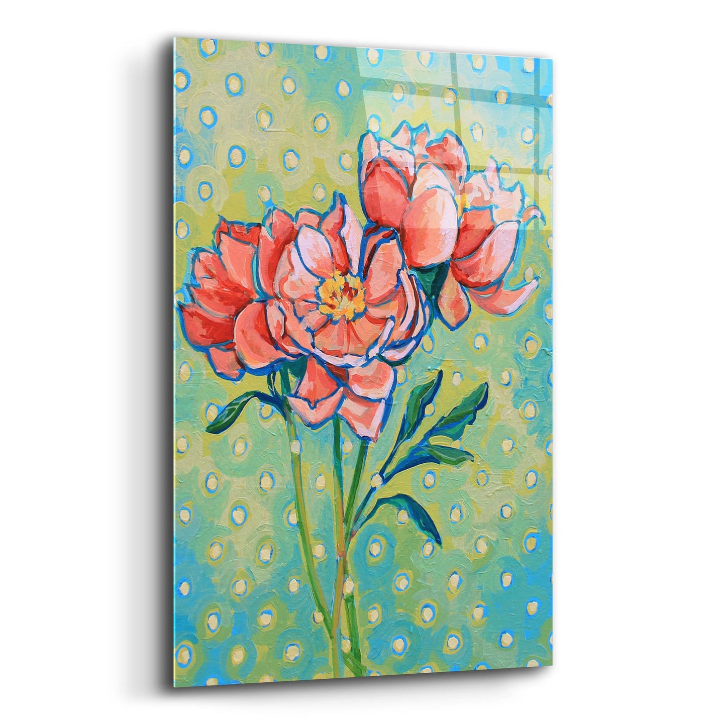 Epic Art 'Polka Dot Peony' by Victoria Macmillan, Acrylic Glass Wall Art,16x24