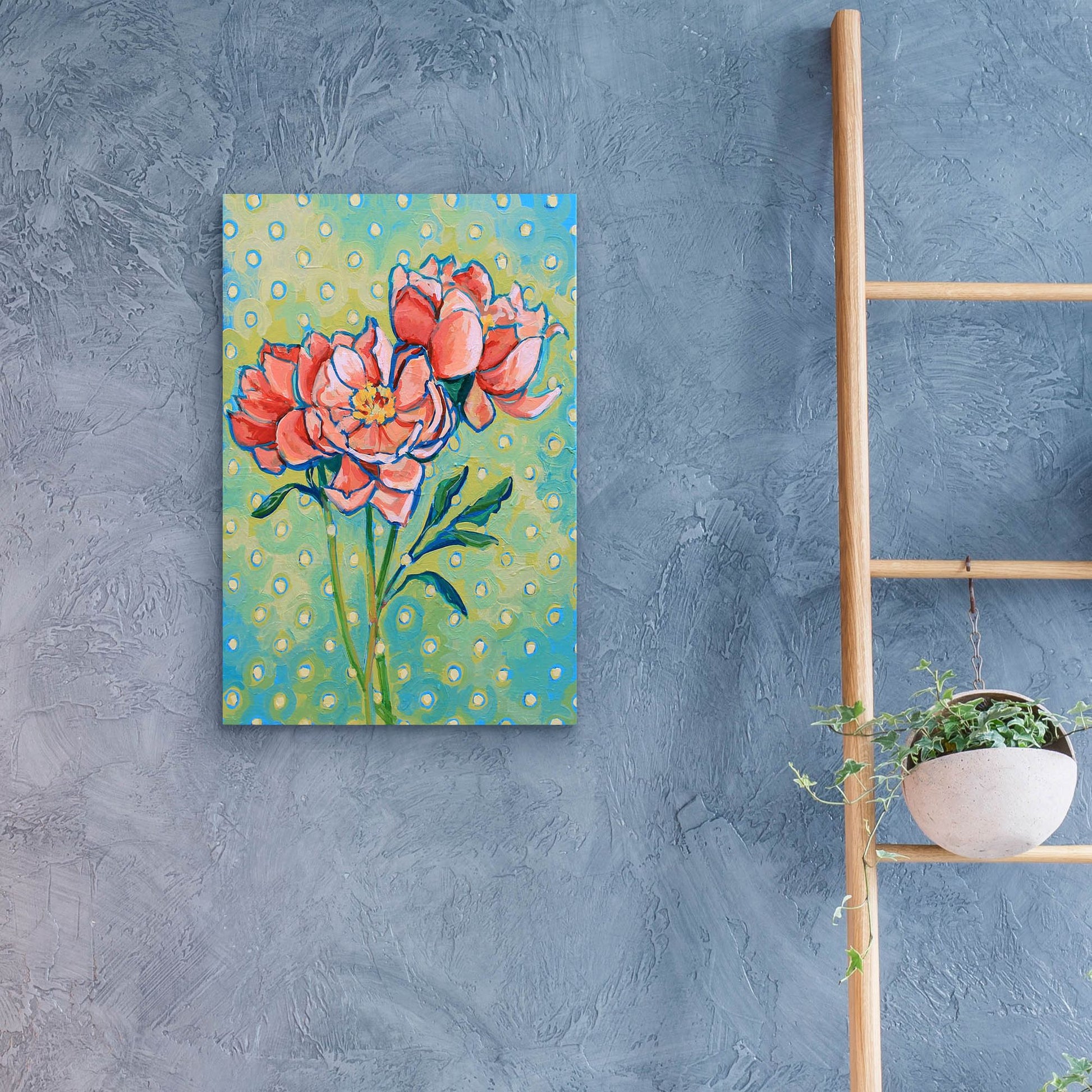 Epic Art 'Polka Dot Peony' by Victoria Macmillan, Acrylic Glass Wall Art,16x24