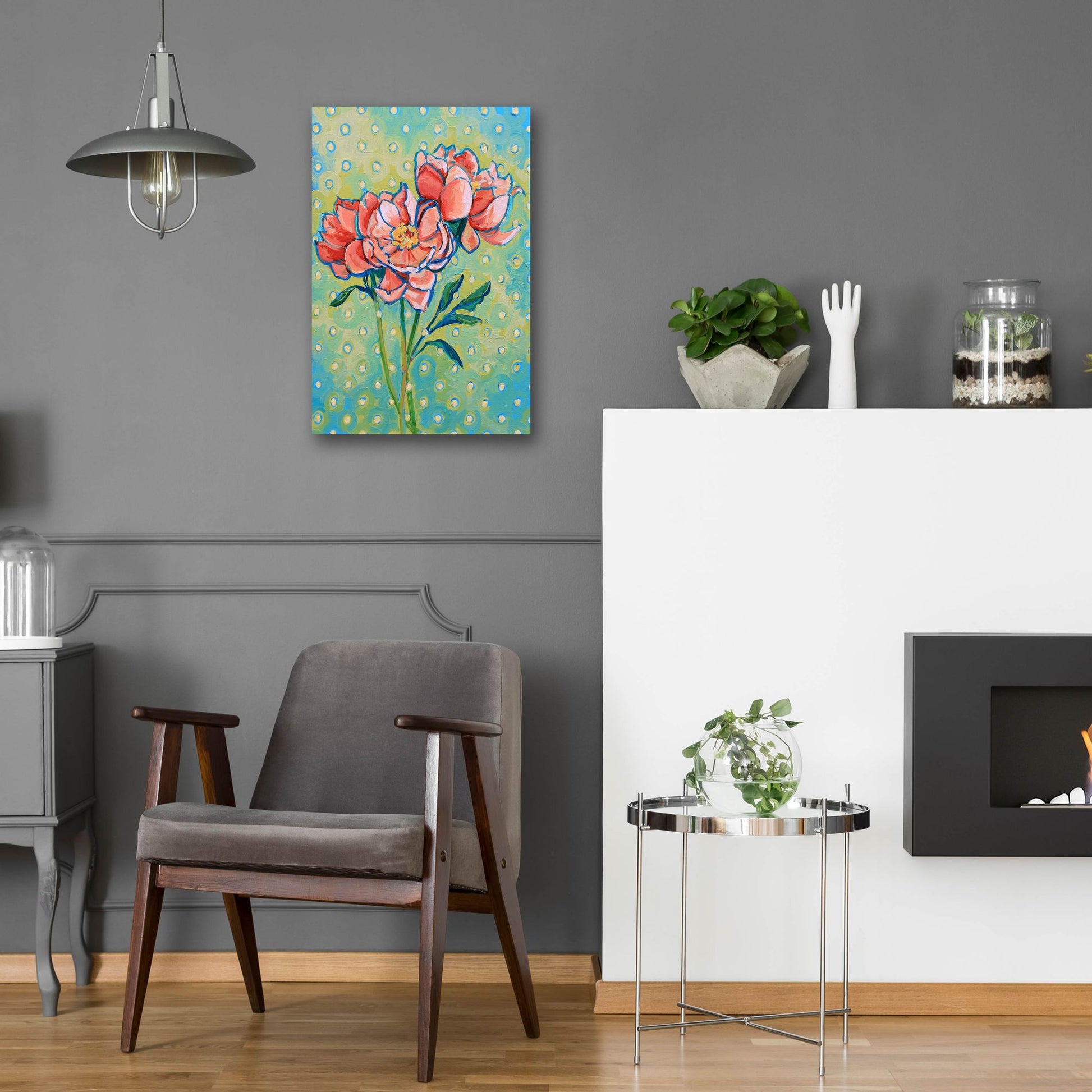 Epic Art 'Polka Dot Peony' by Victoria Macmillan, Acrylic Glass Wall Art,16x24