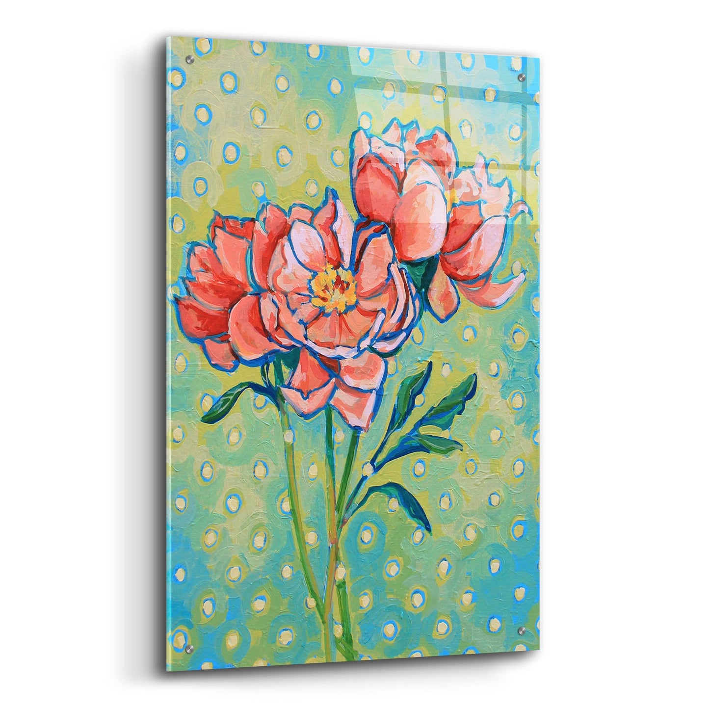 Epic Art 'Polka Dot Peony' by Victoria Macmillan, Acrylic Glass Wall Art,24x36