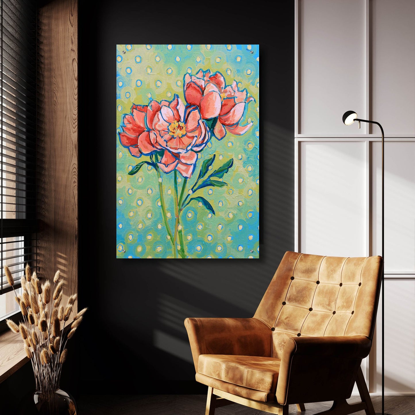 Epic Art 'Polka Dot Peony' by Victoria Macmillan, Acrylic Glass Wall Art,24x36