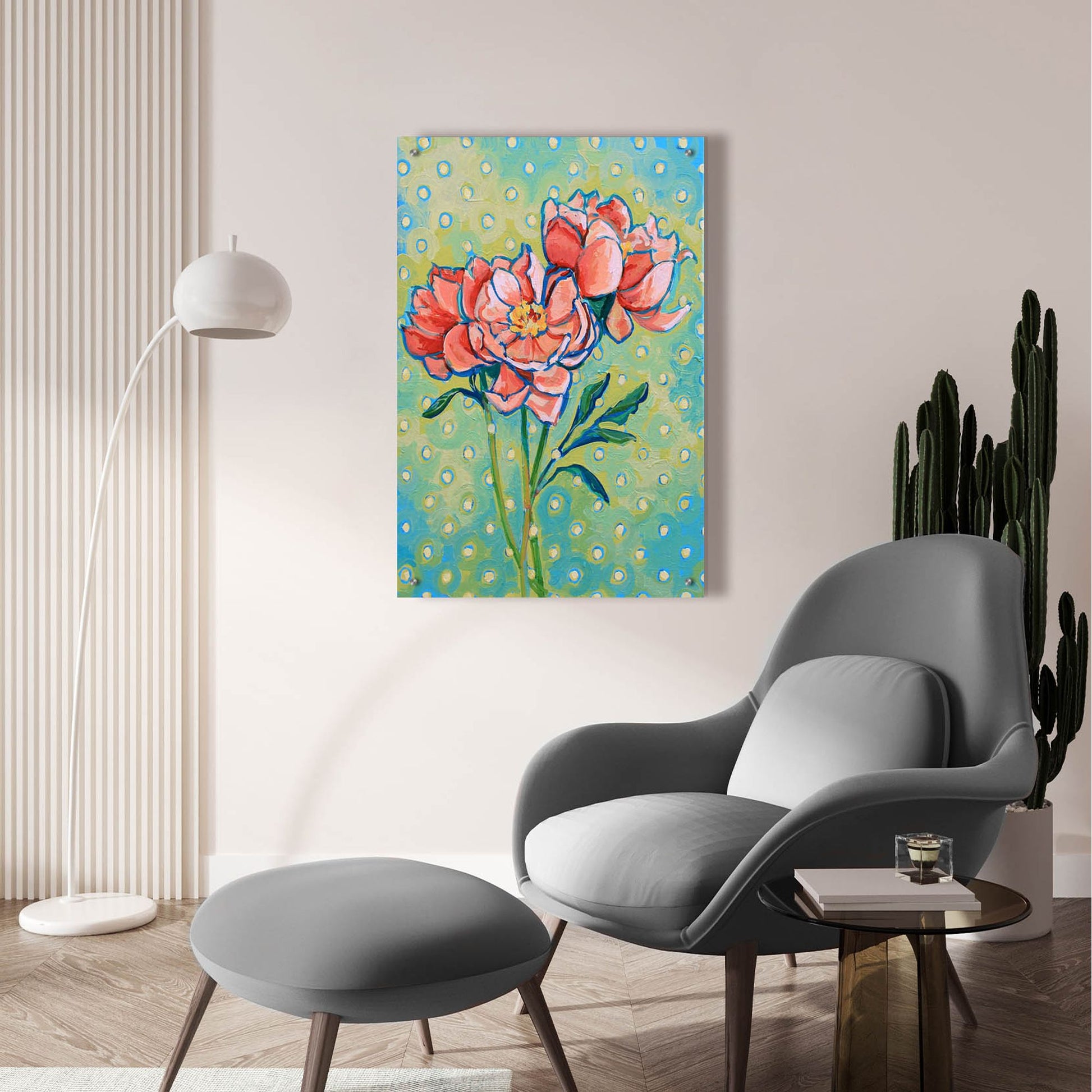 Epic Art 'Polka Dot Peony' by Victoria Macmillan, Acrylic Glass Wall Art,24x36