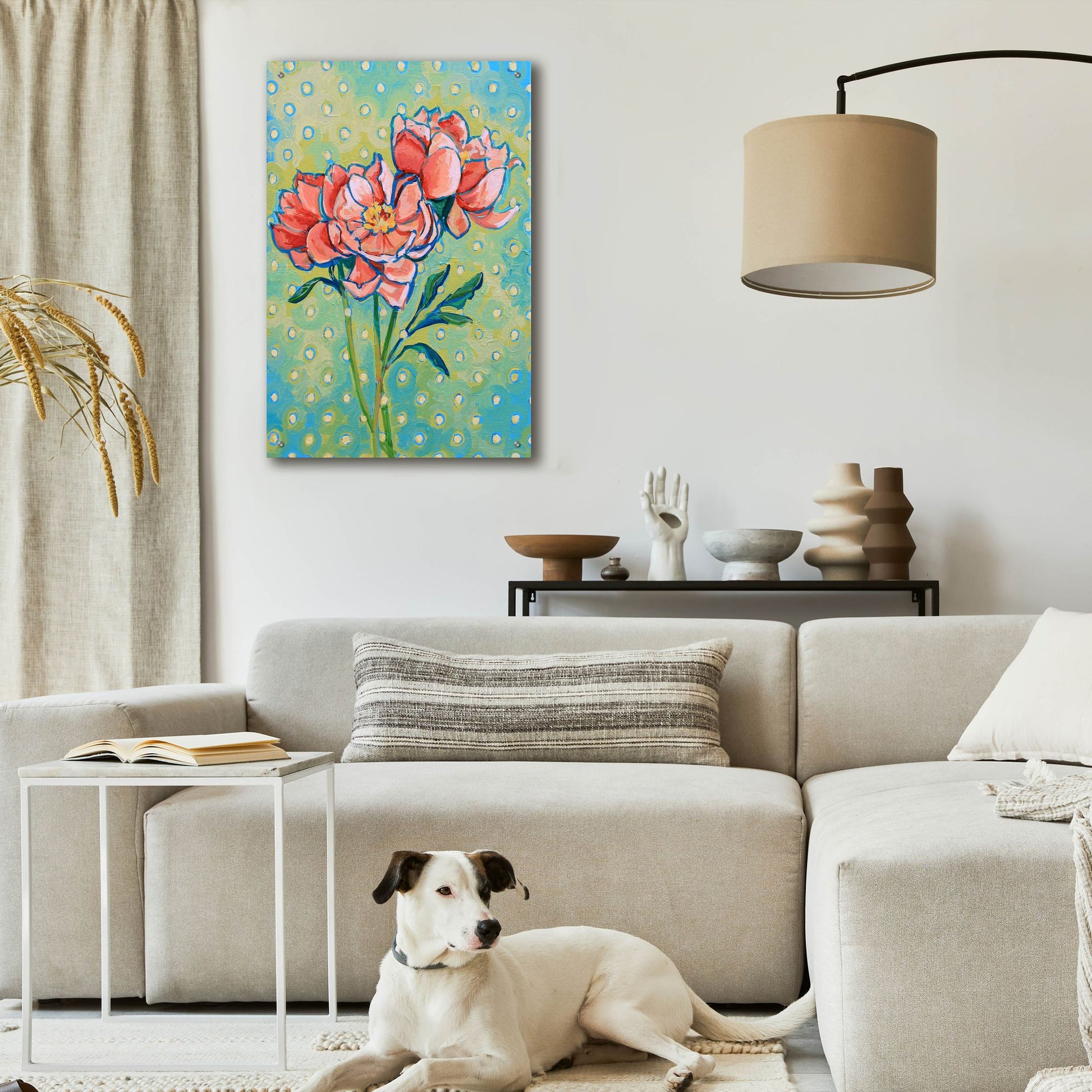 Epic Art 'Polka Dot Peony' by Victoria Macmillan, Acrylic Glass Wall Art,24x36