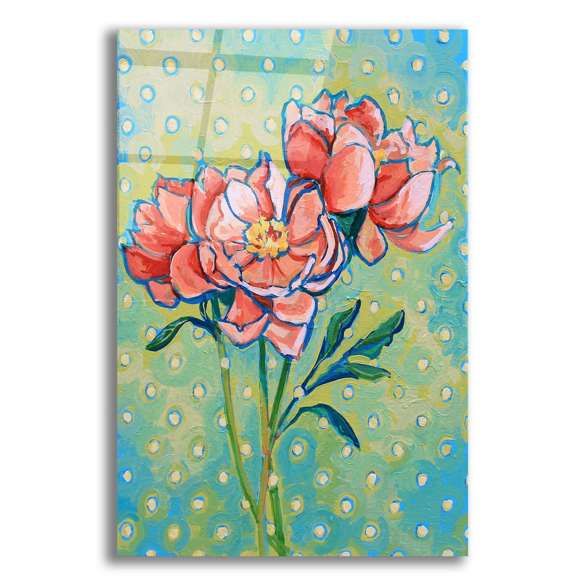 Epic Art 'Polka Dot Peony' by Victoria Macmillan, Acrylic Glass Wall Art