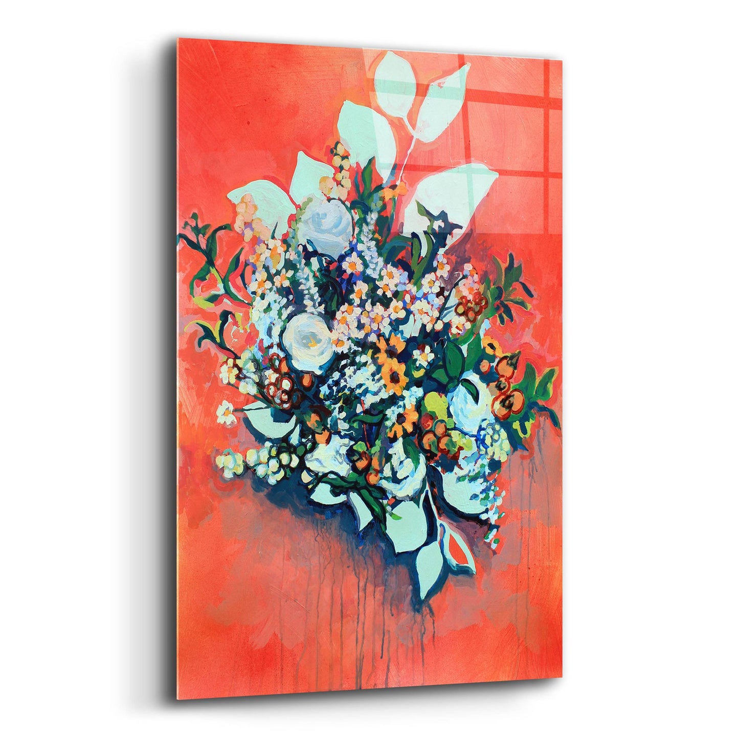 Epic Art 'WildFlower on Electric Orange' by Victoria Macmillan, Acrylic Glass Wall Art,12x16