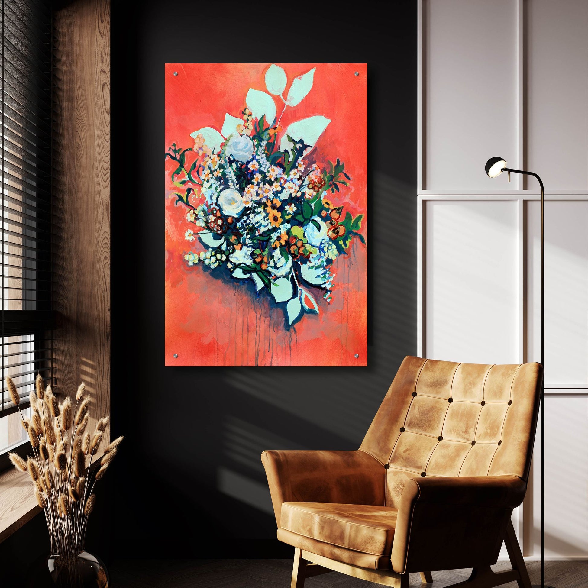 Epic Art 'WildFlower on Electric Orange' by Victoria Macmillan, Acrylic Glass Wall Art,24x36