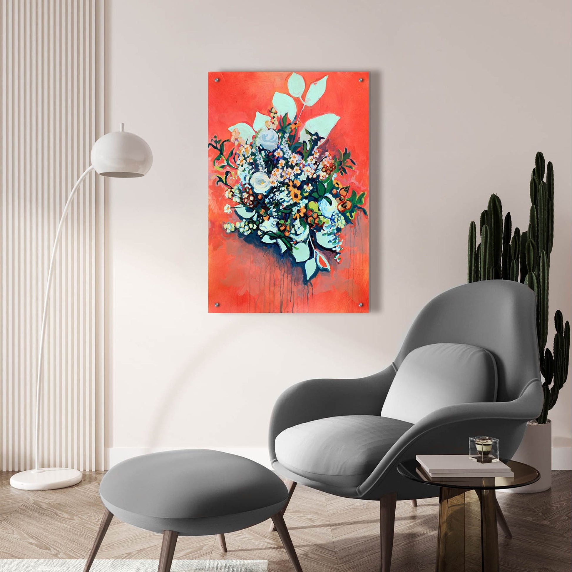 Epic Art 'WildFlower on Electric Orange' by Victoria Macmillan, Acrylic Glass Wall Art,24x36