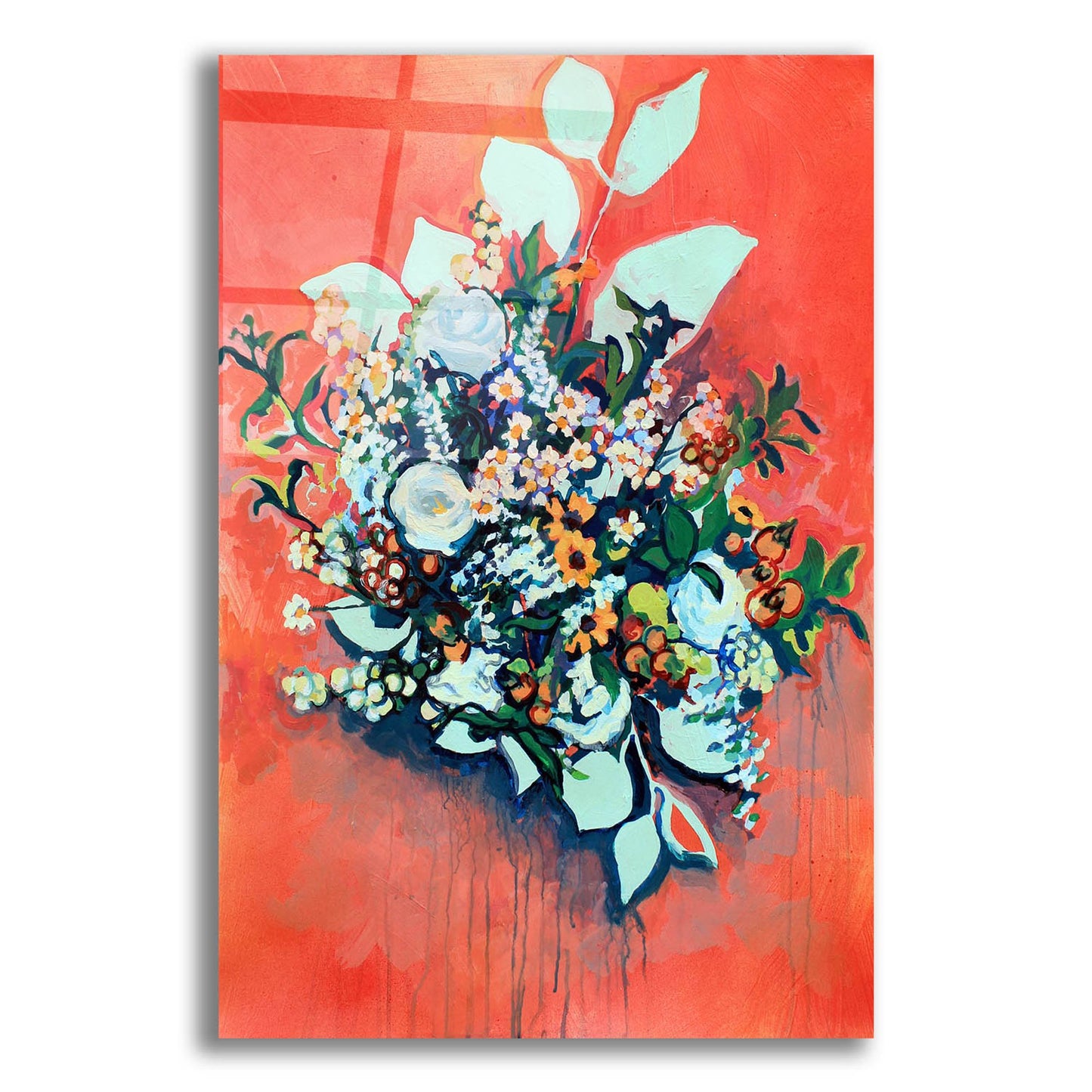 Epic Art 'WildFlower on Electric Orange' by Victoria Macmillan, Acrylic Glass Wall Art