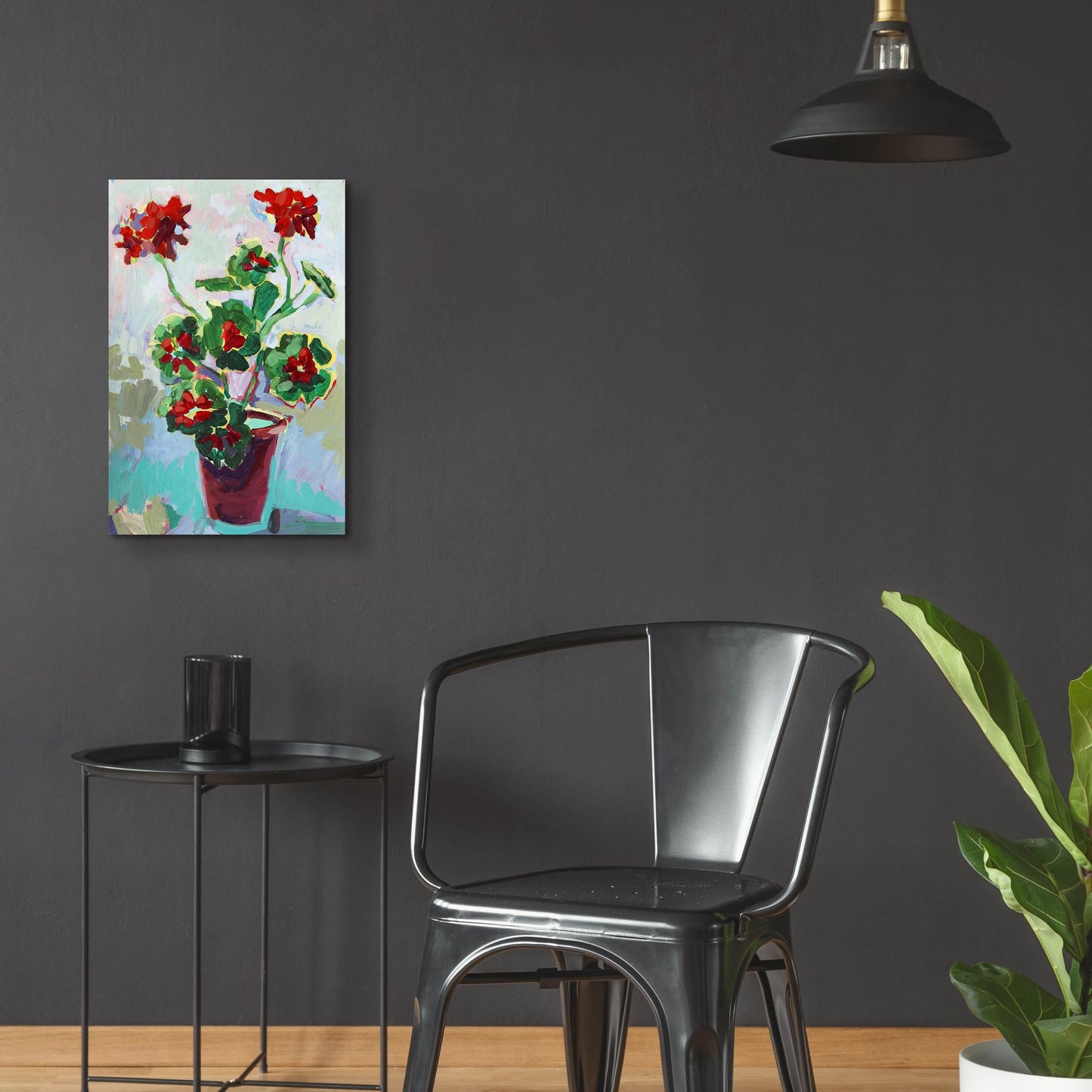 Epic Art 'Geranium on Blue' by Victoria Macmillan, Acrylic Glass Wall Art,16x24