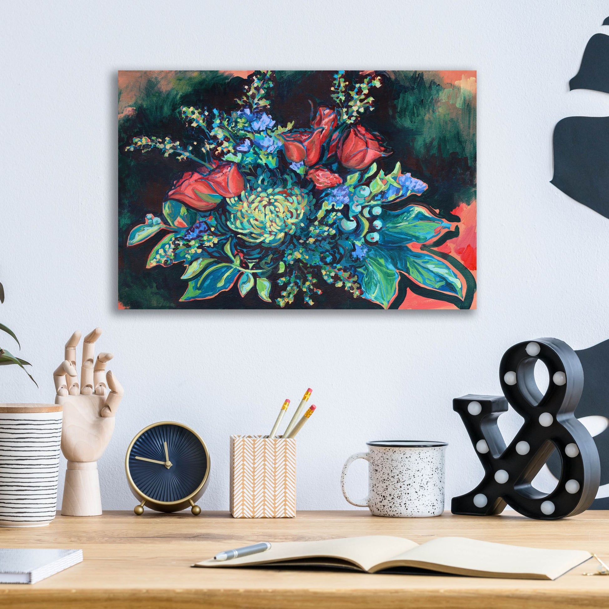 Epic Art 'Midnight Bouquet' by Victoria Macmillan, Acrylic Glass Wall Art,16x12