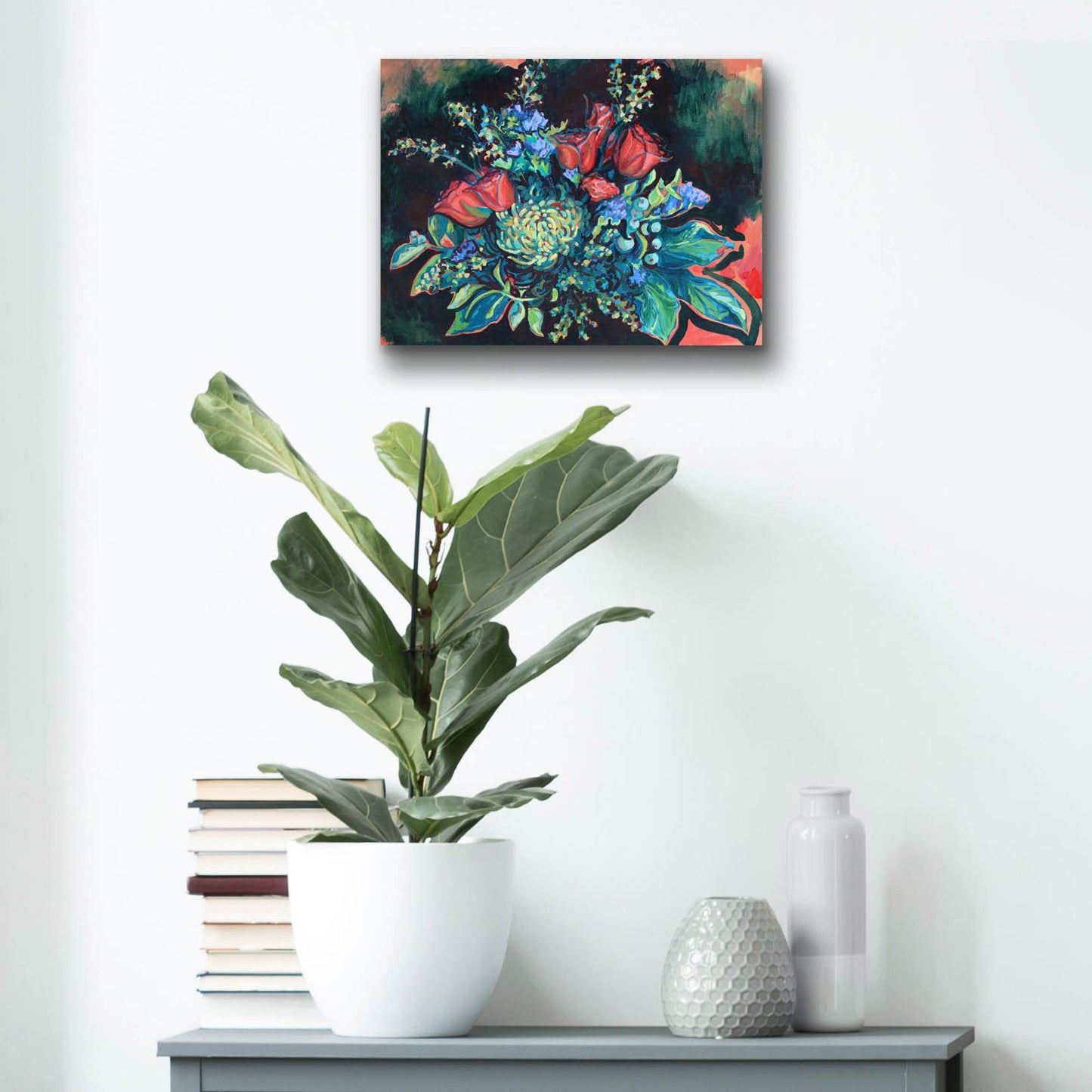 Epic Art 'Midnight Bouquet' by Victoria Macmillan, Acrylic Glass Wall Art,16x12