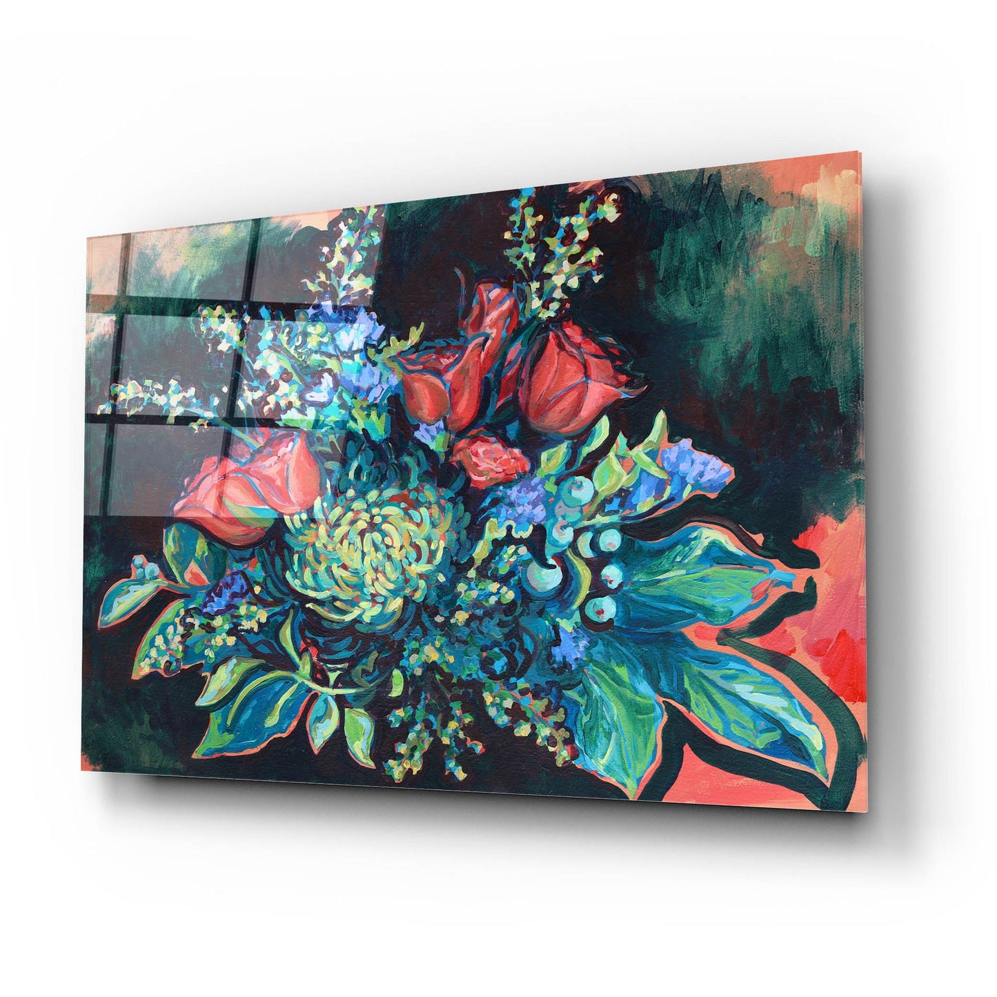 Epic Art 'Midnight Bouquet' by Victoria Macmillan, Acrylic Glass Wall Art,24x16