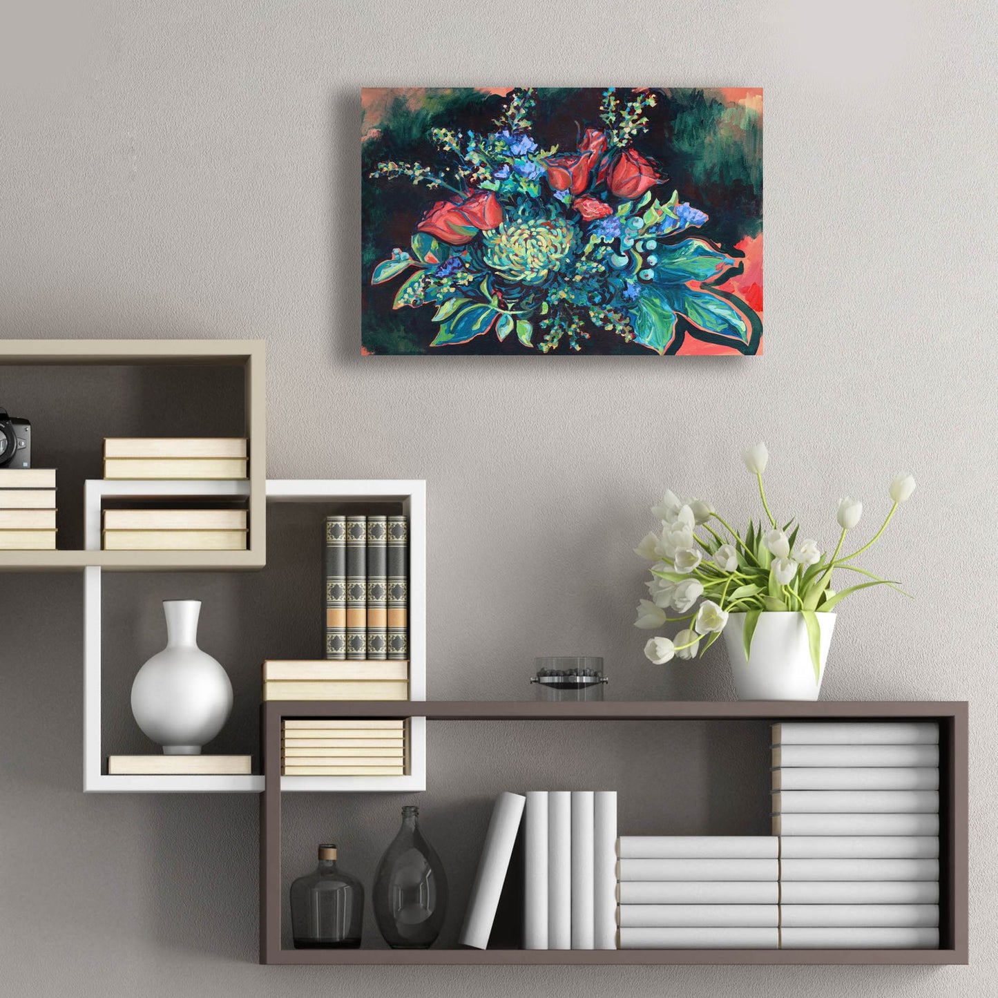 Epic Art 'Midnight Bouquet' by Victoria Macmillan, Acrylic Glass Wall Art,24x16