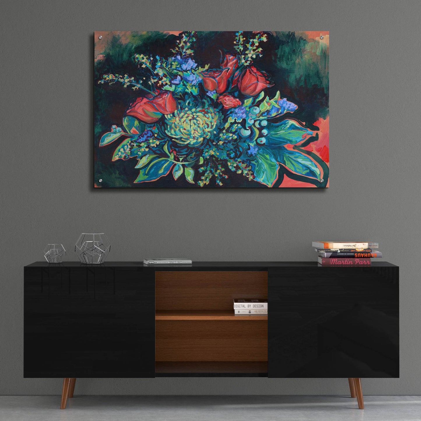 Epic Art 'Midnight Bouquet' by Victoria Macmillan, Acrylic Glass Wall Art,36x24