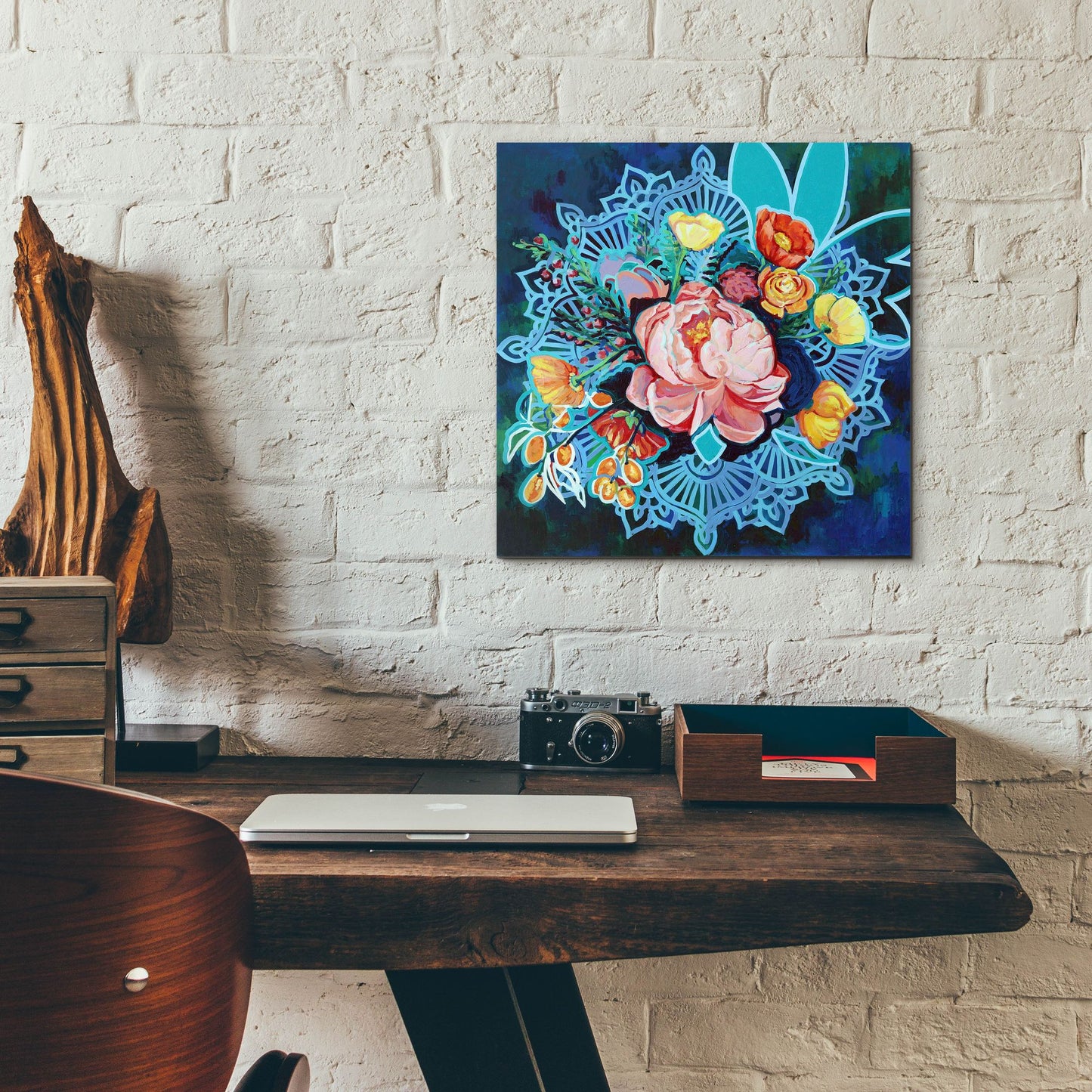 Epic Art 'Peony Bouquet Mandala' by Victoria Macmillan, Acrylic Glass Wall Art,12x12