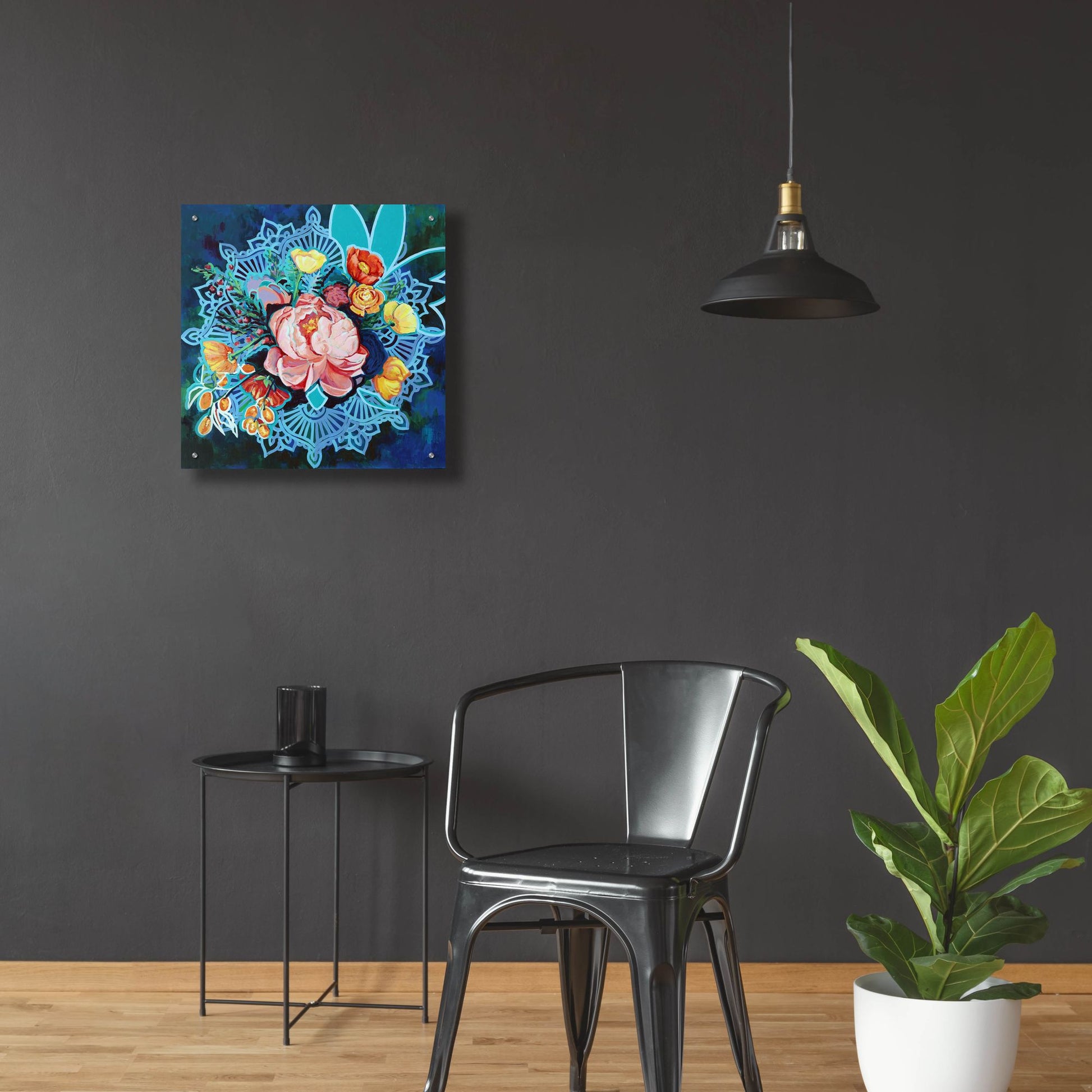 Epic Art 'Peony Bouquet Mandala' by Victoria Macmillan, Acrylic Glass Wall Art,24x24