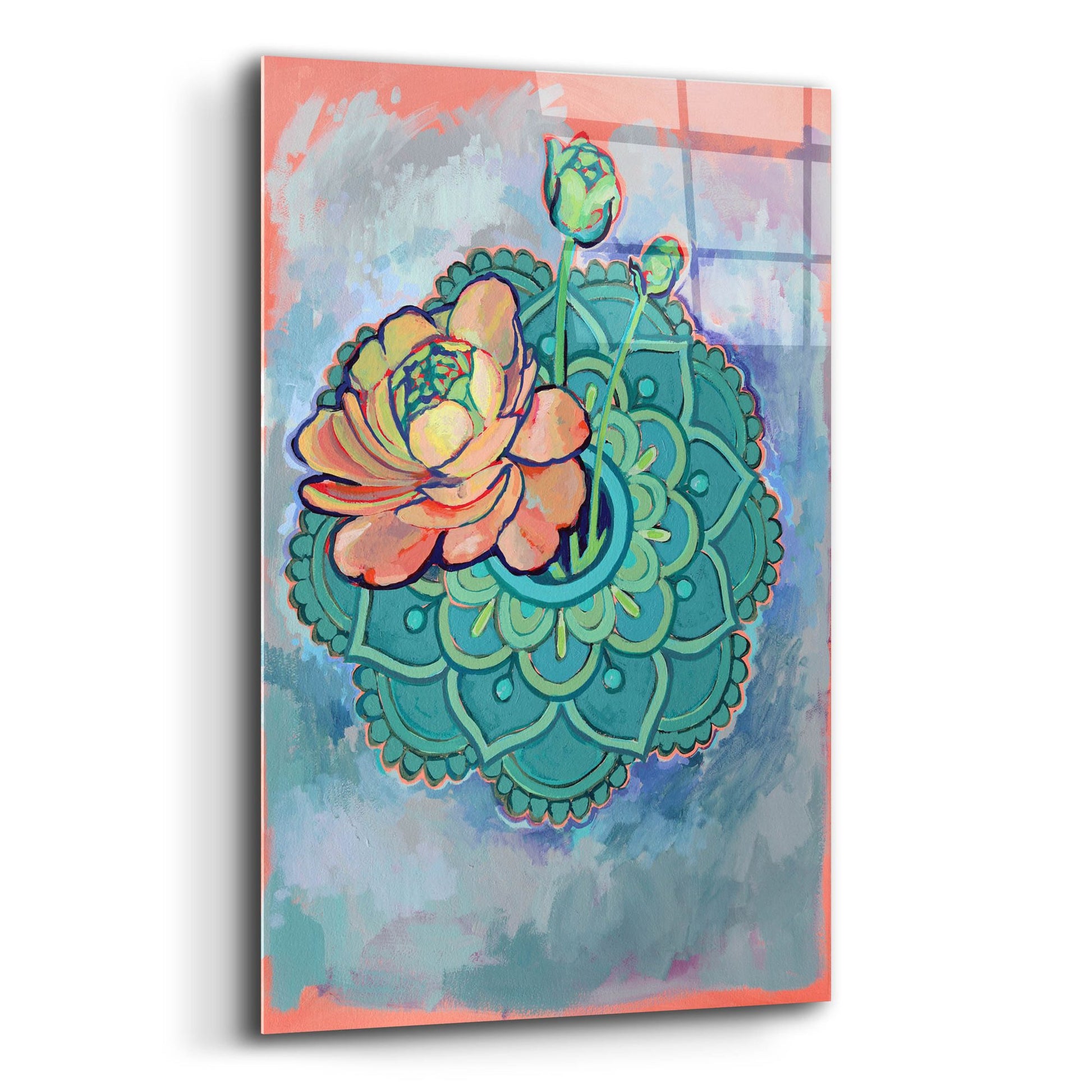 Epic Art 'Peony Mandala' by Victoria Macmillan, Acrylic Glass Wall Art,12x16