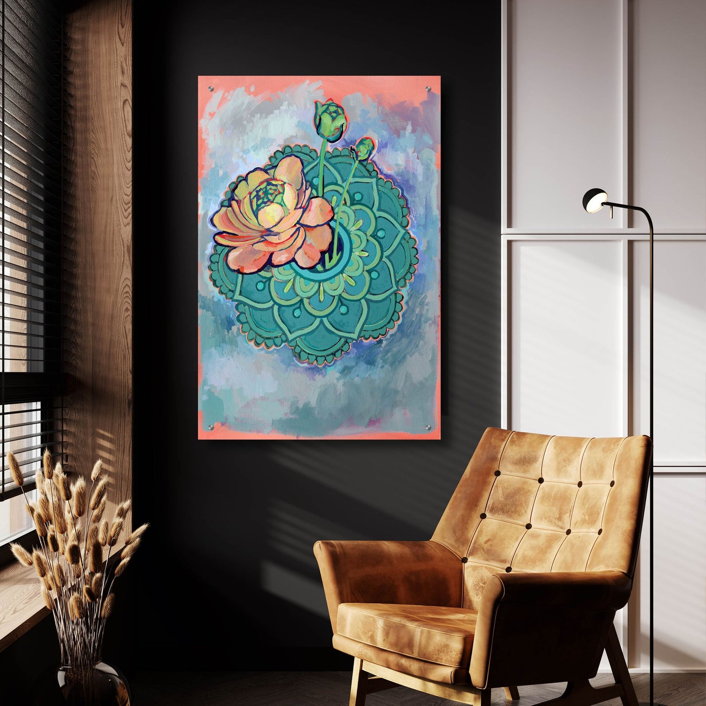 Epic Art 'Peony Mandala' by Victoria Macmillan, Acrylic Glass Wall Art,24x36