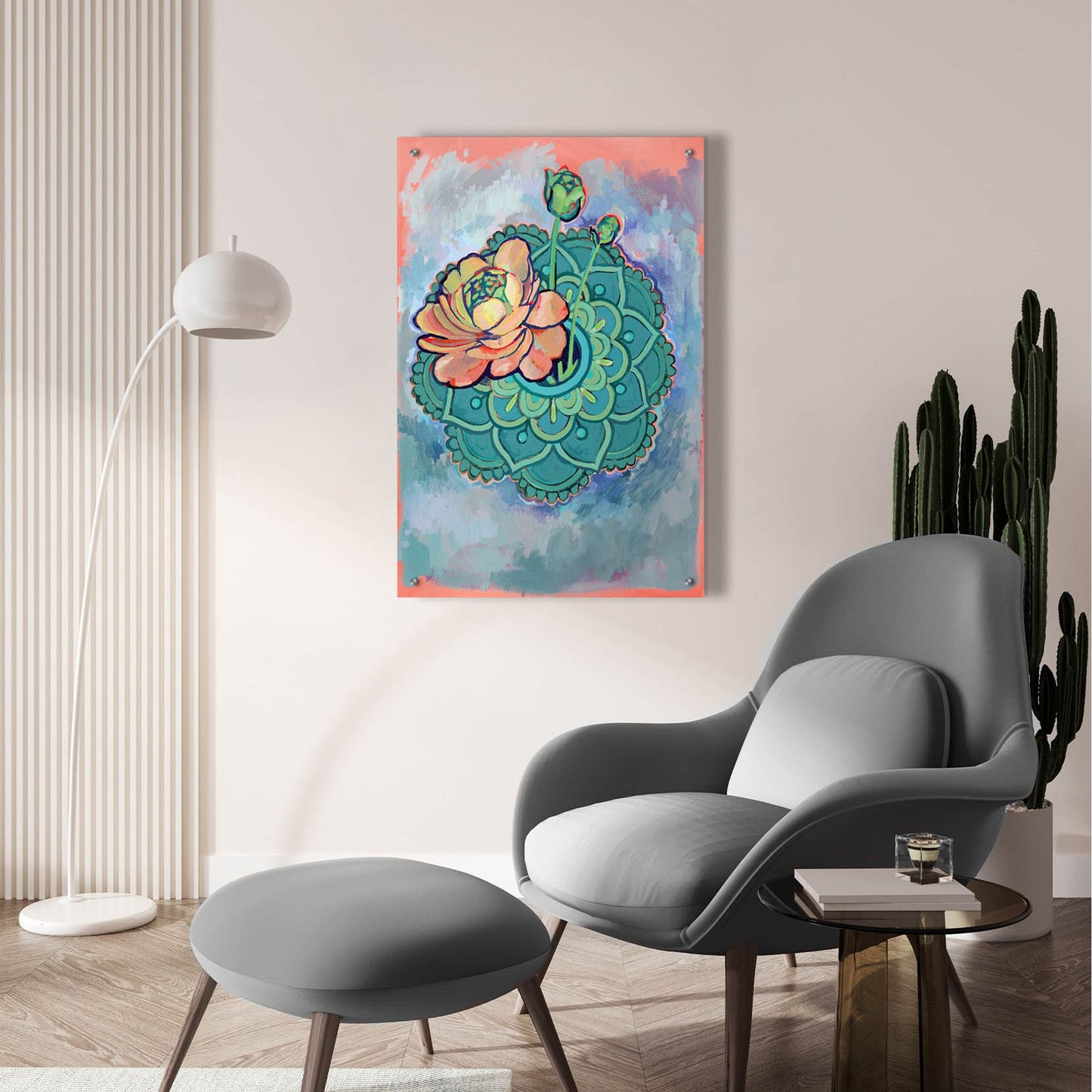 Epic Art 'Peony Mandala' by Victoria Macmillan, Acrylic Glass Wall Art,24x36