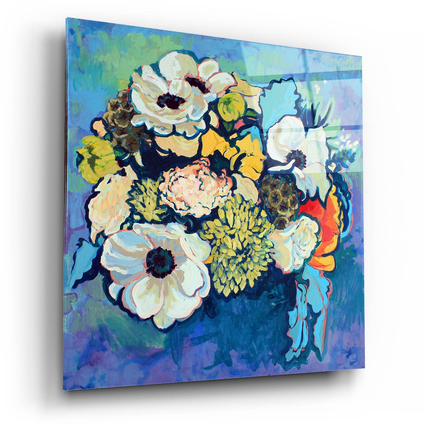 Epic Art 'Poppy and Dahlia Bouquet' by Victoria Macmillan, Acrylic Glass Wall Art,12x12