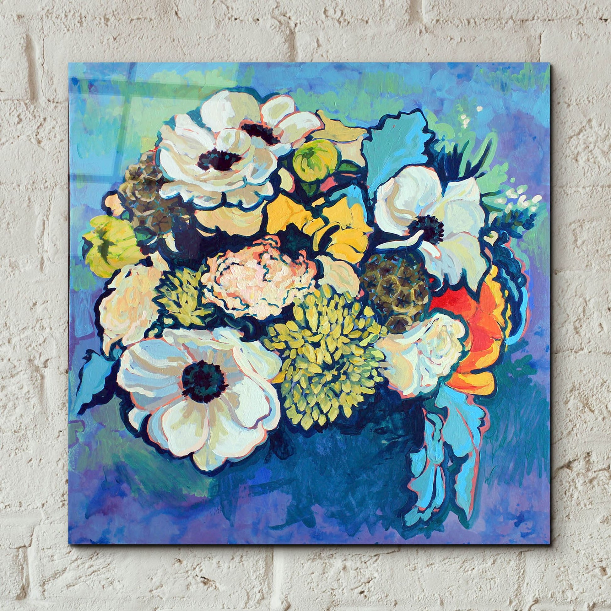 Epic Art 'Poppy and Dahlia Bouquet' by Victoria Macmillan, Acrylic Glass Wall Art,12x12