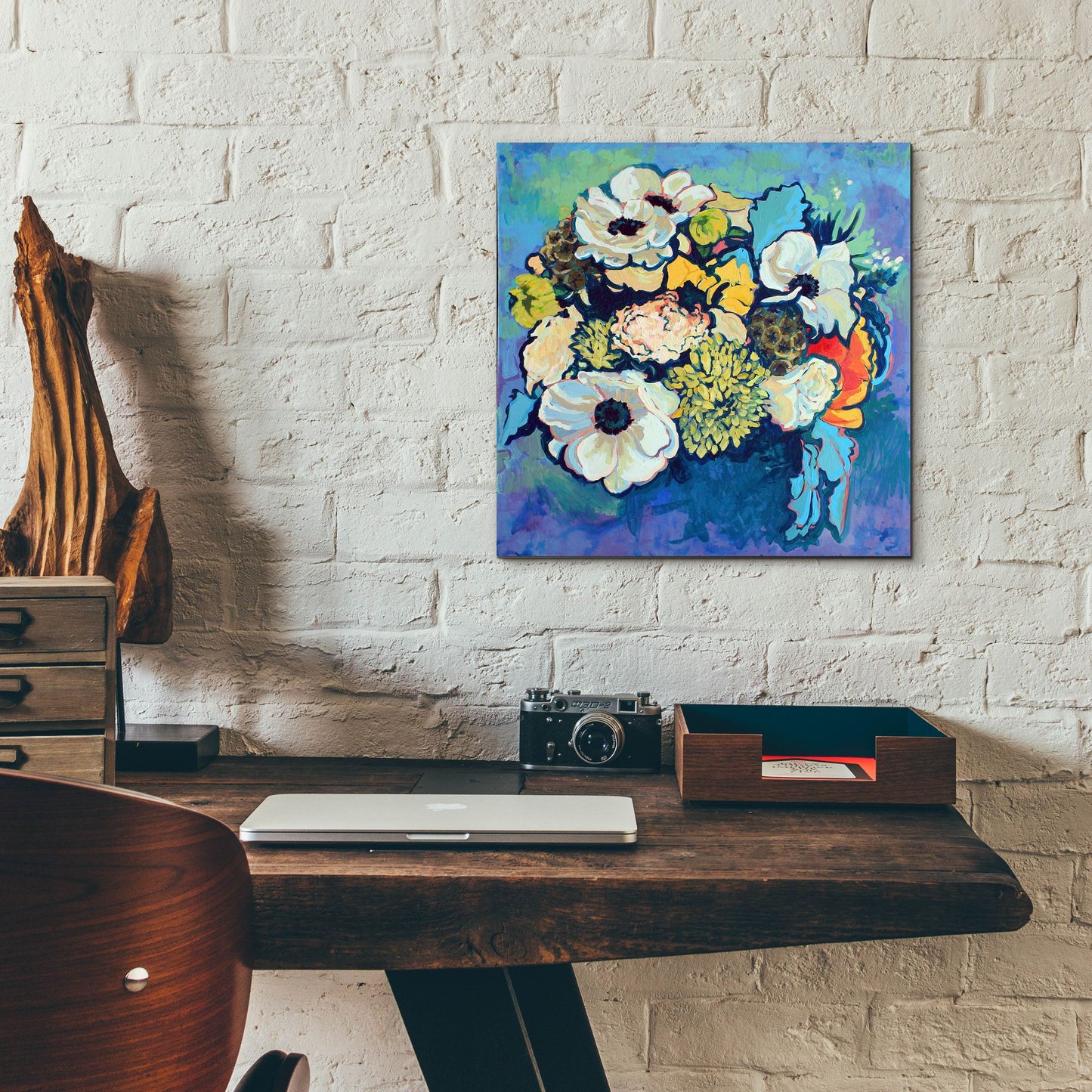 Epic Art 'Poppy and Dahlia Bouquet' by Victoria Macmillan, Acrylic Glass Wall Art,12x12