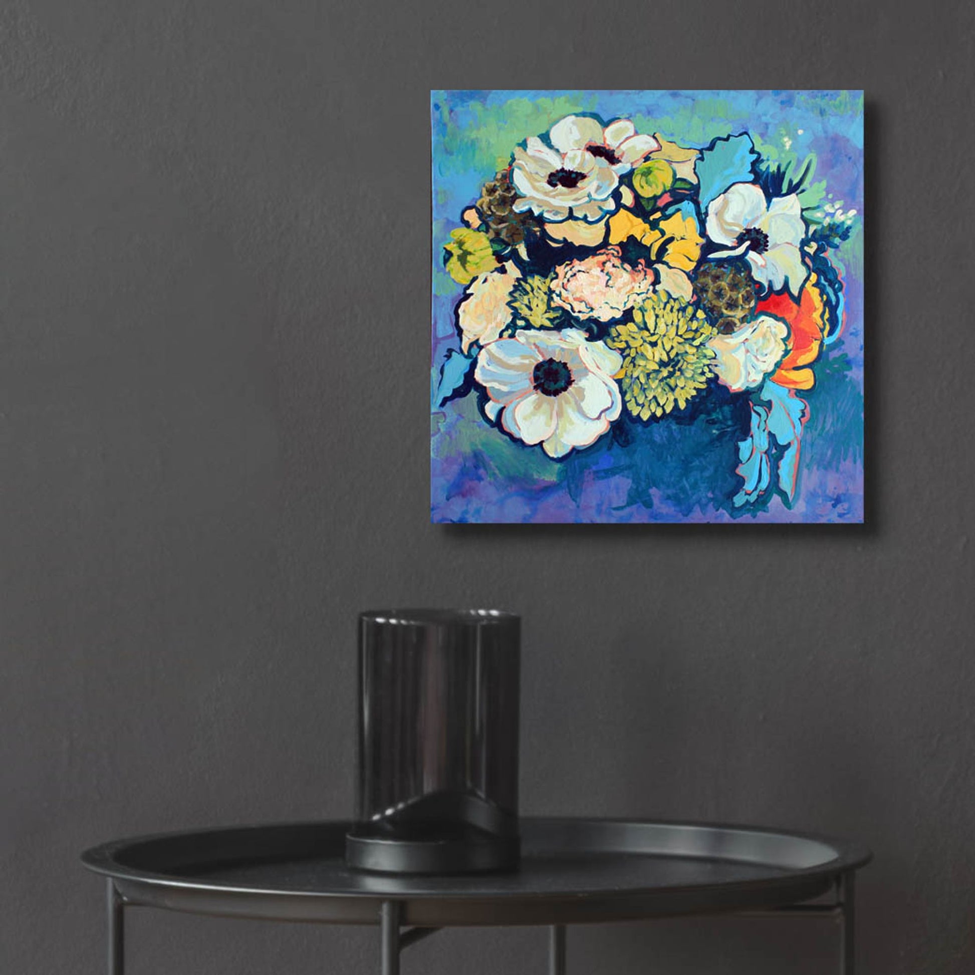 Epic Art 'Poppy and Dahlia Bouquet' by Victoria Macmillan, Acrylic Glass Wall Art,12x12