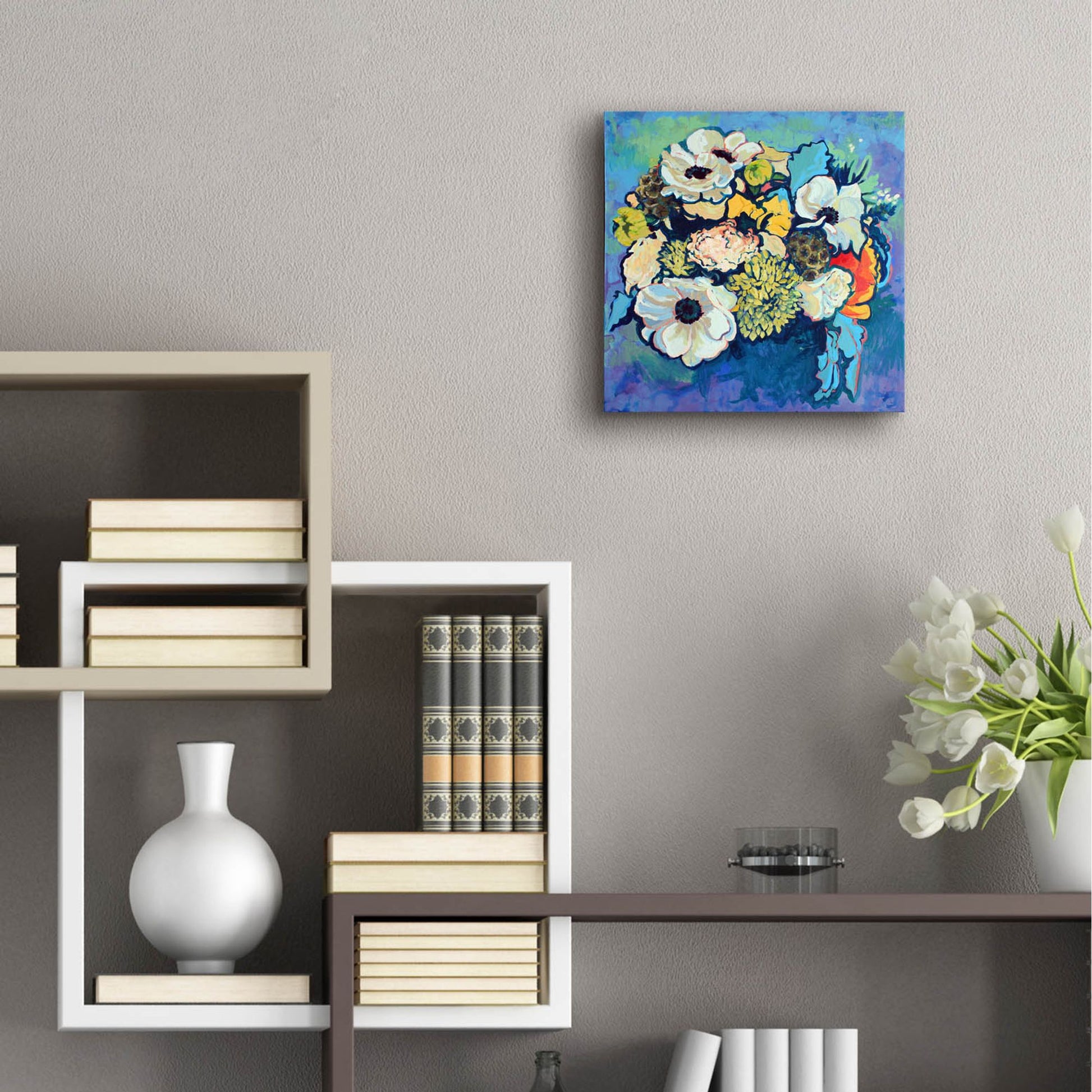 Epic Art 'Poppy and Dahlia Bouquet' by Victoria Macmillan, Acrylic Glass Wall Art,12x12