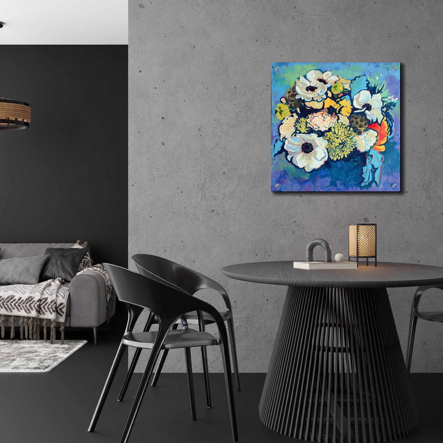 Epic Art 'Poppy and Dahlia Bouquet' by Victoria Macmillan, Acrylic Glass Wall Art,24x24