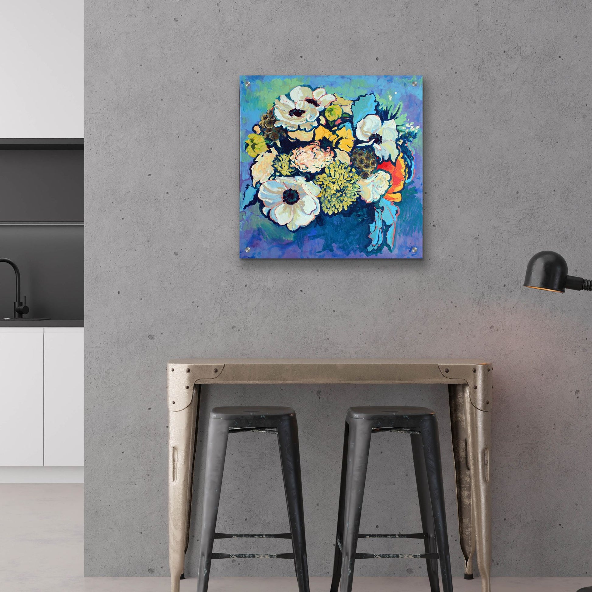 Epic Art 'Poppy and Dahlia Bouquet' by Victoria Macmillan, Acrylic Glass Wall Art,24x24