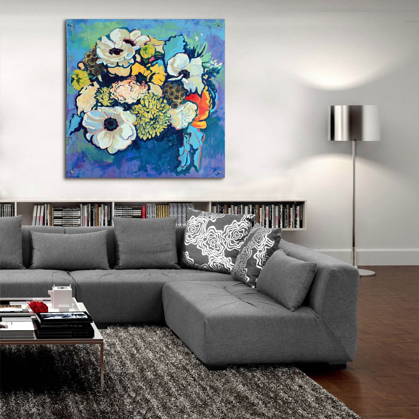 Epic Art 'Poppy and Dahlia Bouquet' by Victoria Macmillan, Acrylic Glass Wall Art,36x36