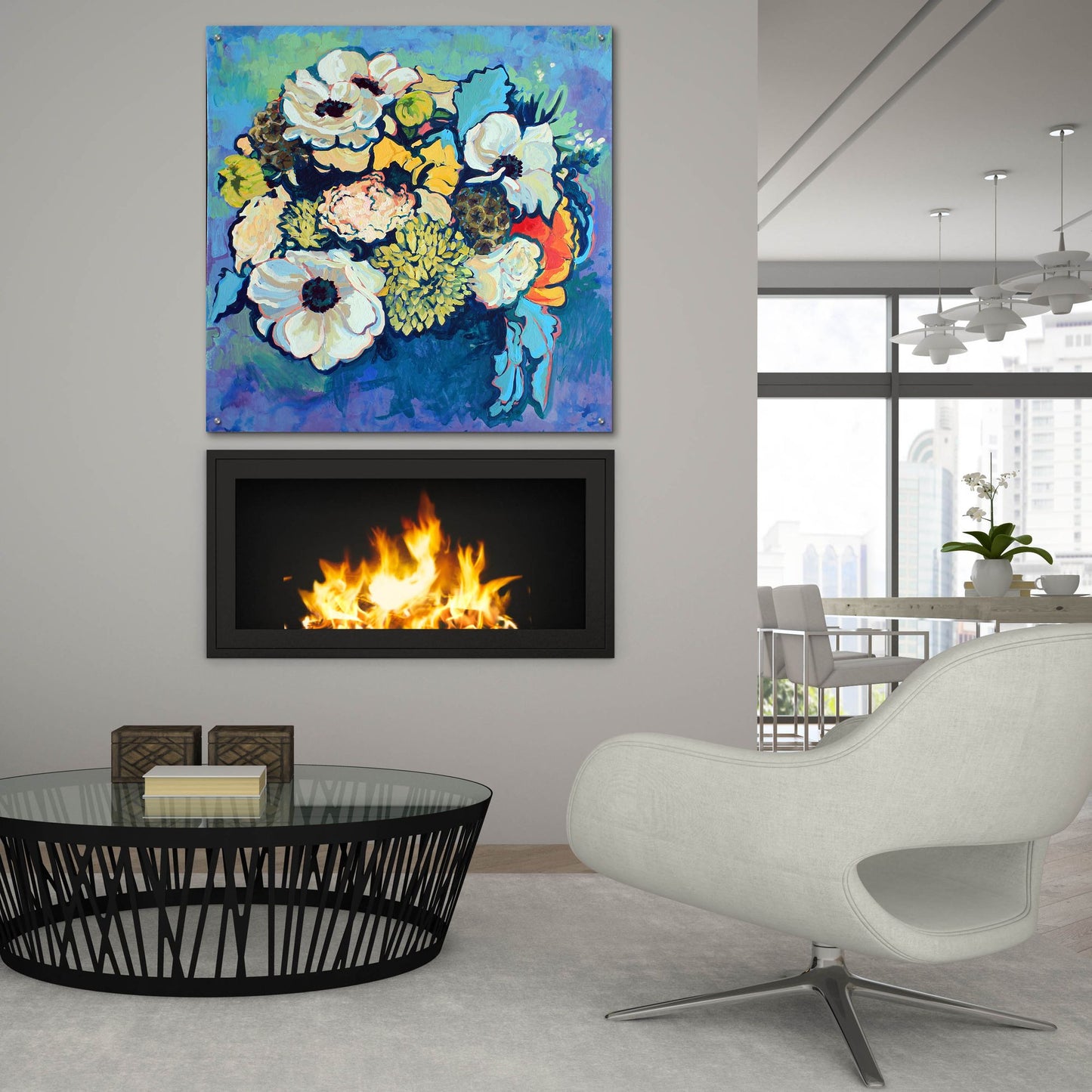 Epic Art 'Poppy and Dahlia Bouquet' by Victoria Macmillan, Acrylic Glass Wall Art,36x36