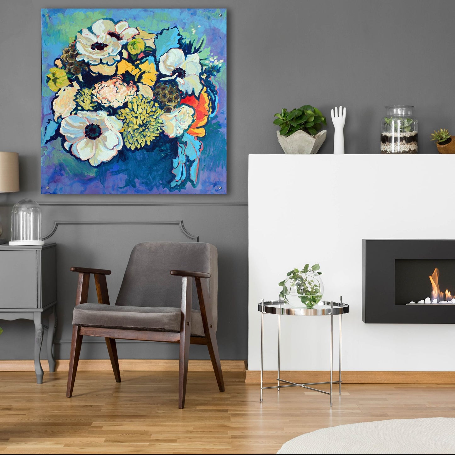 Epic Art 'Poppy and Dahlia Bouquet' by Victoria Macmillan, Acrylic Glass Wall Art,36x36