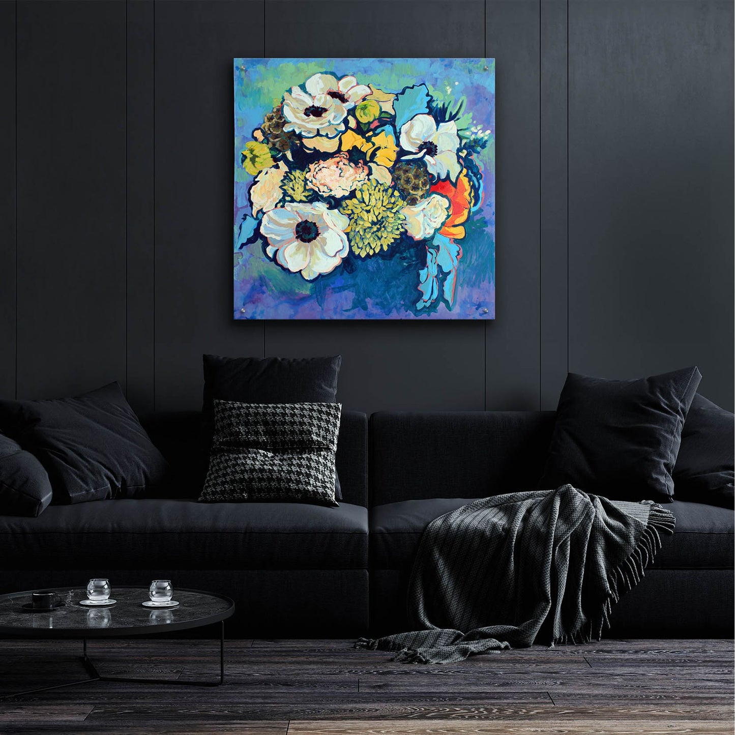 Epic Art 'Poppy and Dahlia Bouquet' by Victoria Macmillan, Acrylic Glass Wall Art,36x36