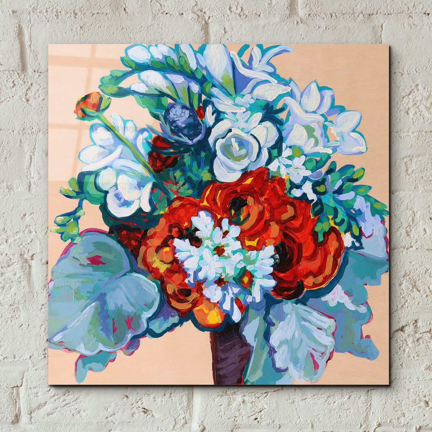 Epic Art 'Springtime Bouquet on Wood' by Victoria Macmillan, Acrylic Glass Wall Art,12x12