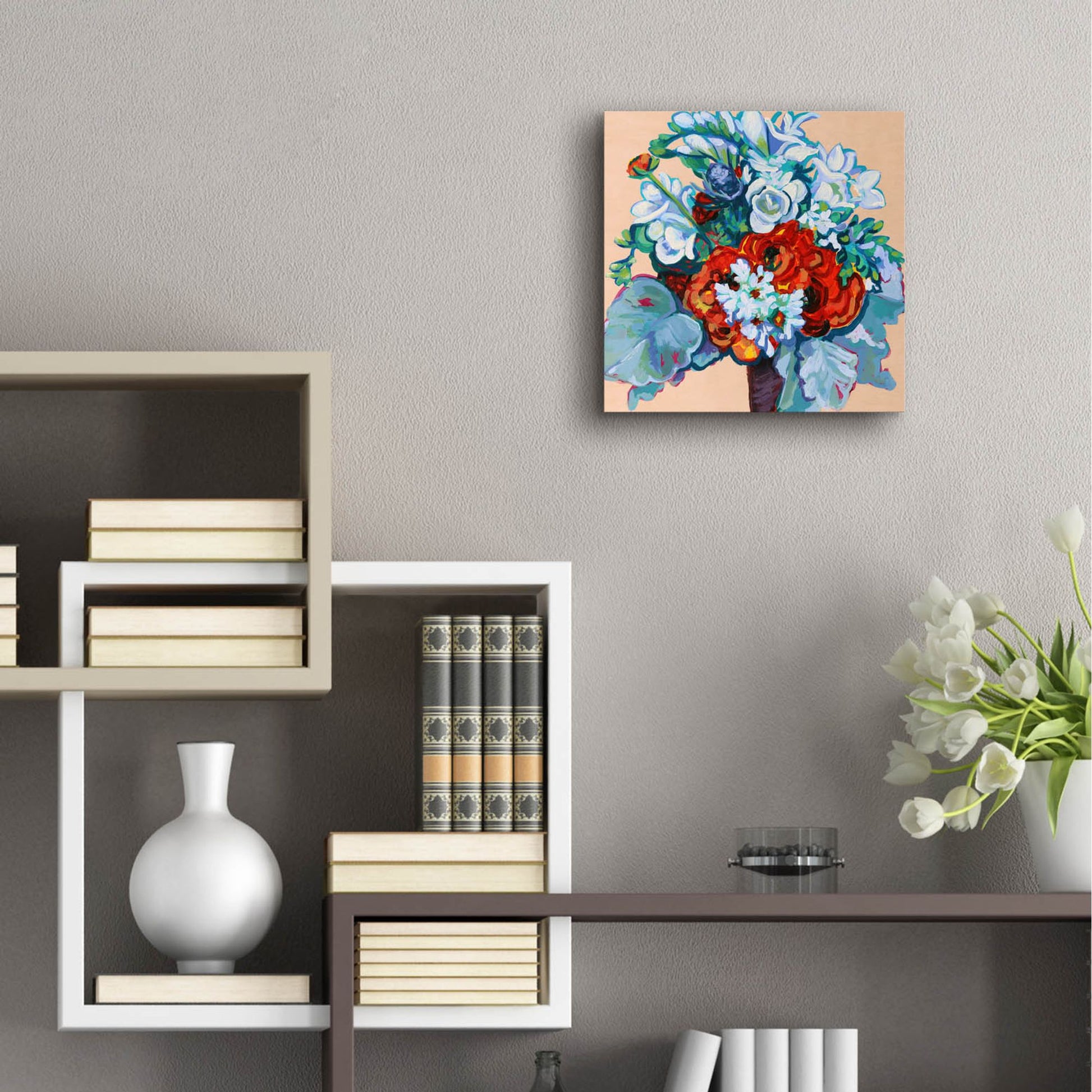 Epic Art 'Springtime Bouquet on Wood' by Victoria Macmillan, Acrylic Glass Wall Art,12x12