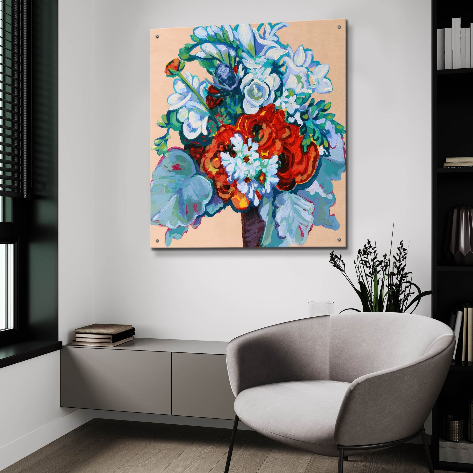 Epic Art 'Springtime Bouquet on Wood' by Victoria Macmillan, Acrylic Glass Wall Art,36x36