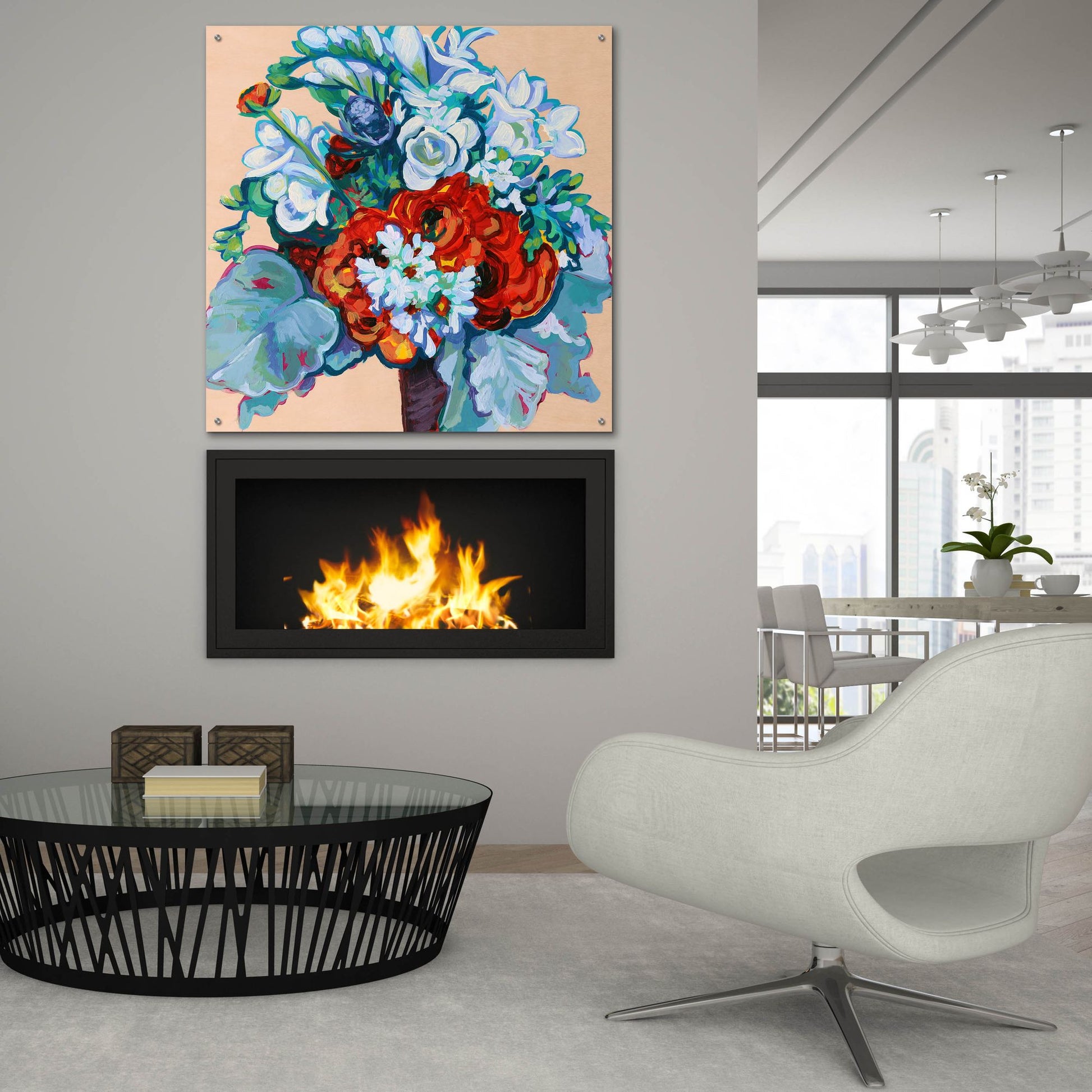 Epic Art 'Springtime Bouquet on Wood' by Victoria Macmillan, Acrylic Glass Wall Art,36x36