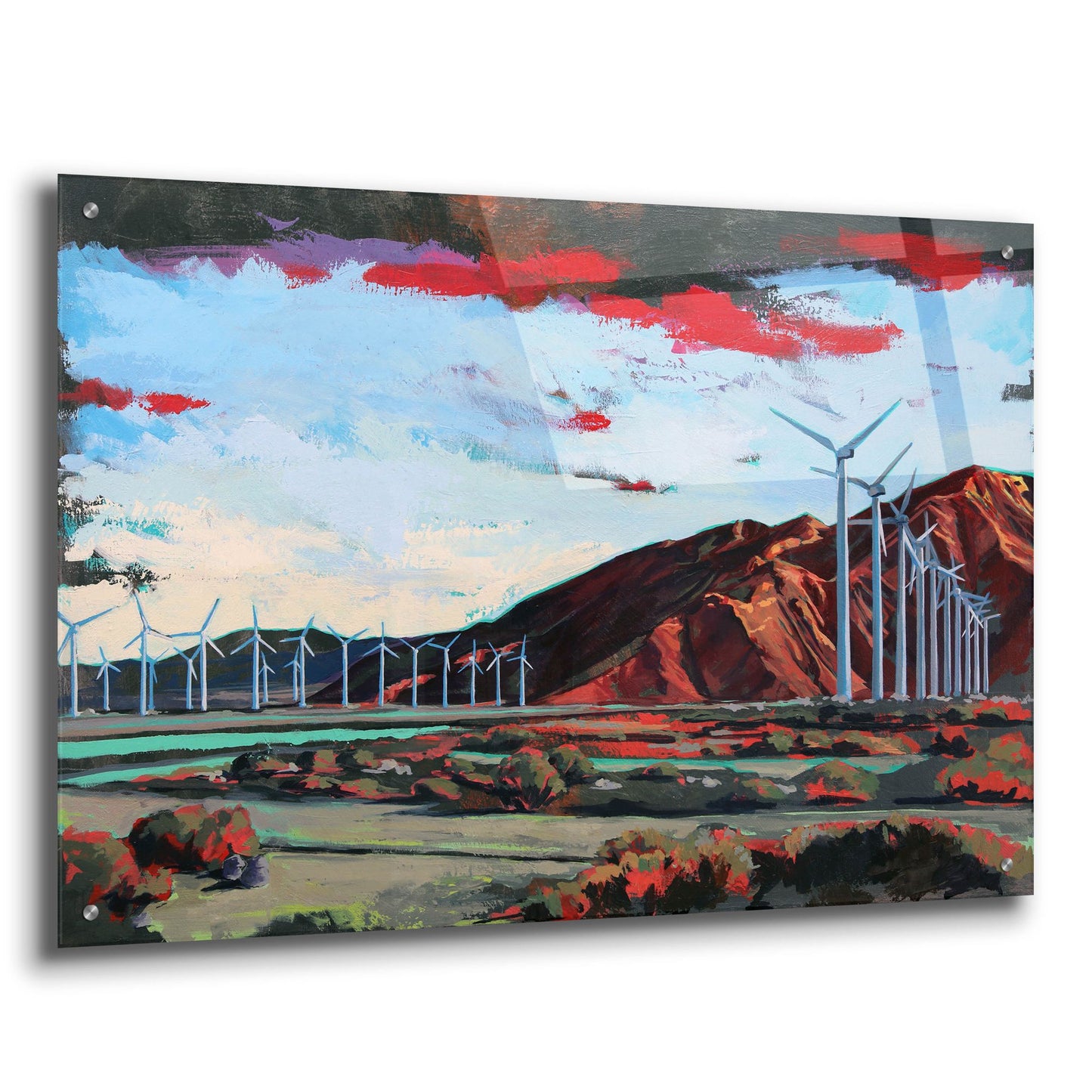 Epic Art 'Windmills on the Road to Palm Springs' by Victoria Macmillan, Acrylic Glass Wall Art,36x24