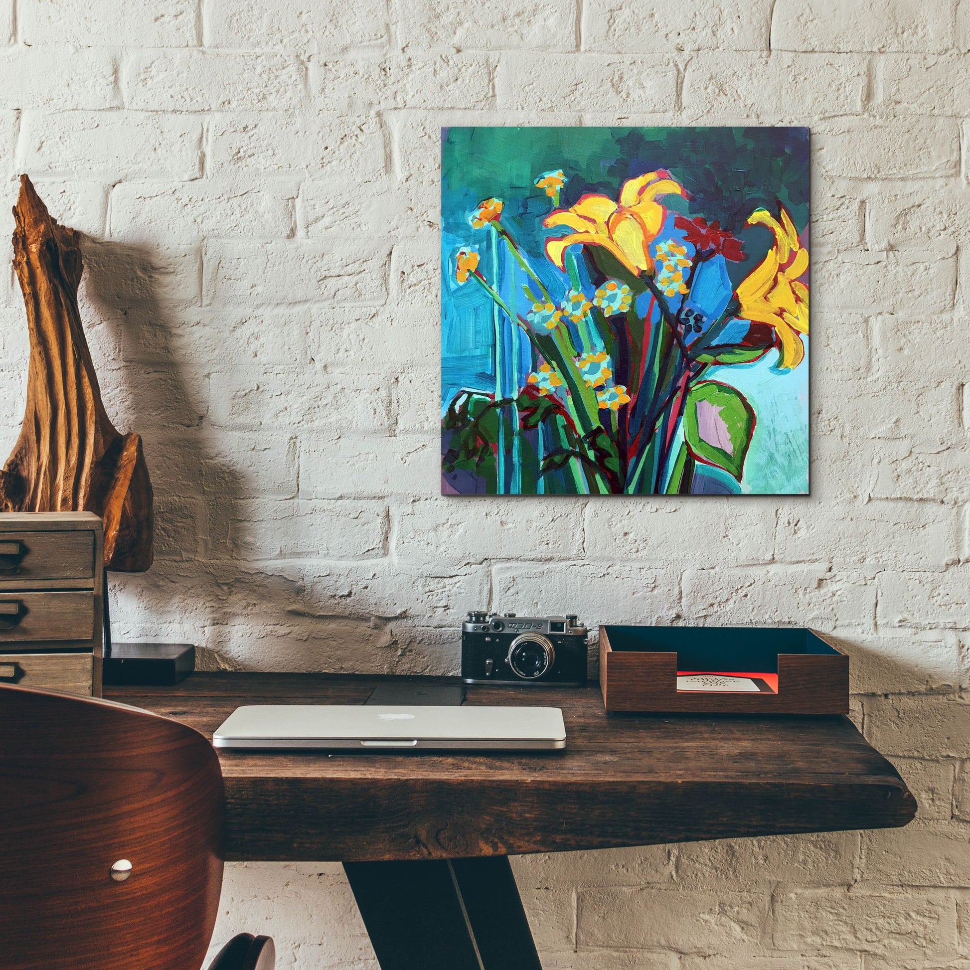 Epic Art 'Yellow Lily and Wildflower Bouquet' by Victoria Macmillan, Acrylic Glass Wall Art,12x12