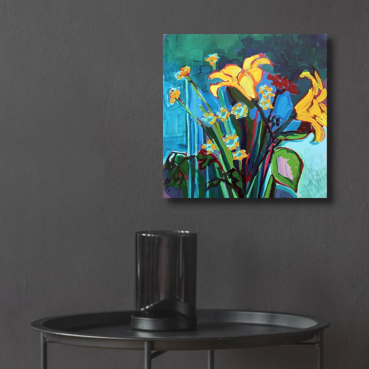 Epic Art 'Yellow Lily and Wildflower Bouquet' by Victoria Macmillan, Acrylic Glass Wall Art,12x12