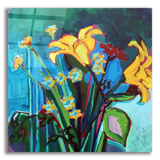 Epic Art 'Yellow Lily and Wildflower Bouquet' by Victoria Macmillan, Acrylic Glass Wall Art