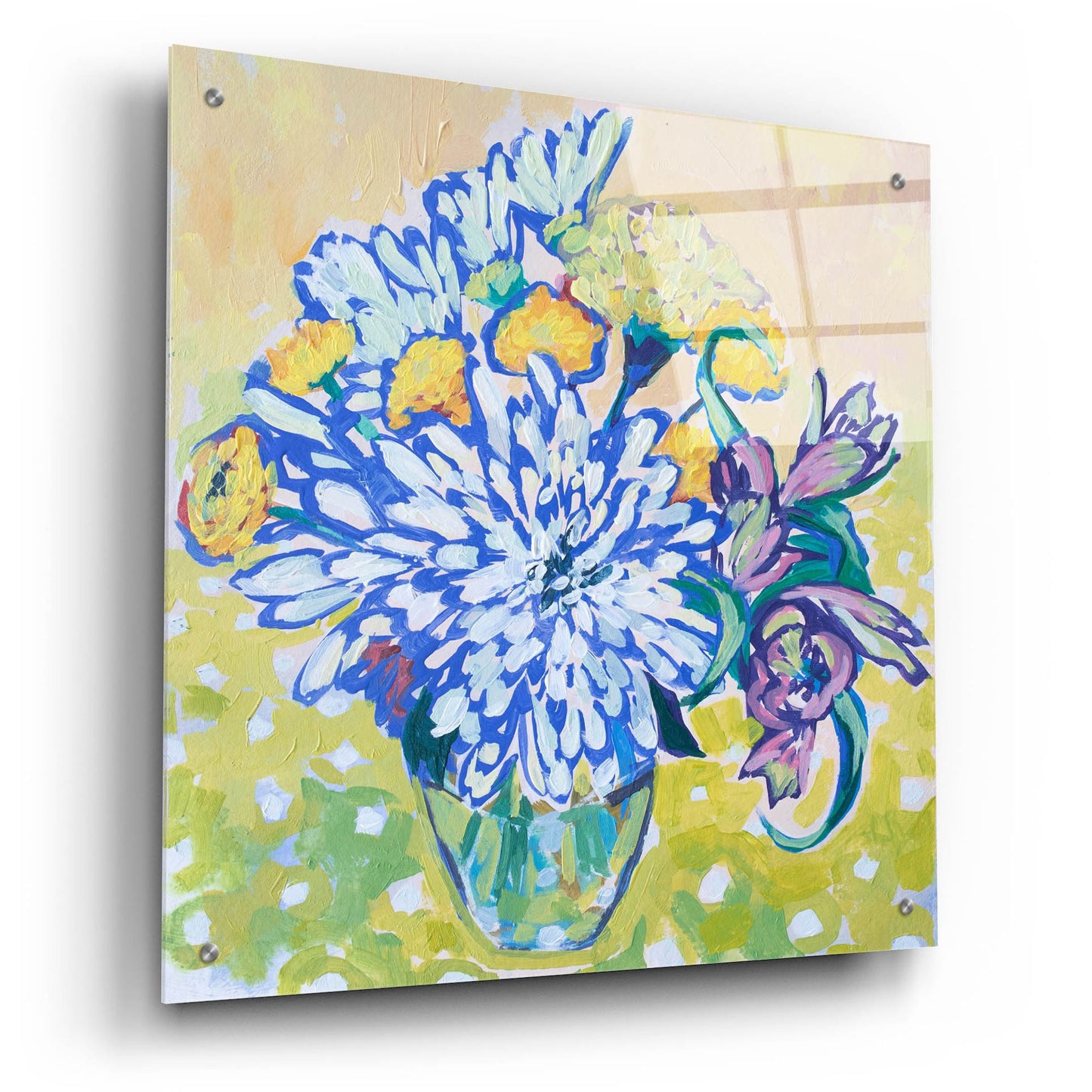 Epic Art 'Bouquet on the Polka Dot Table' by Victoria Macmillan, Acrylic Glass Wall Art,24x24