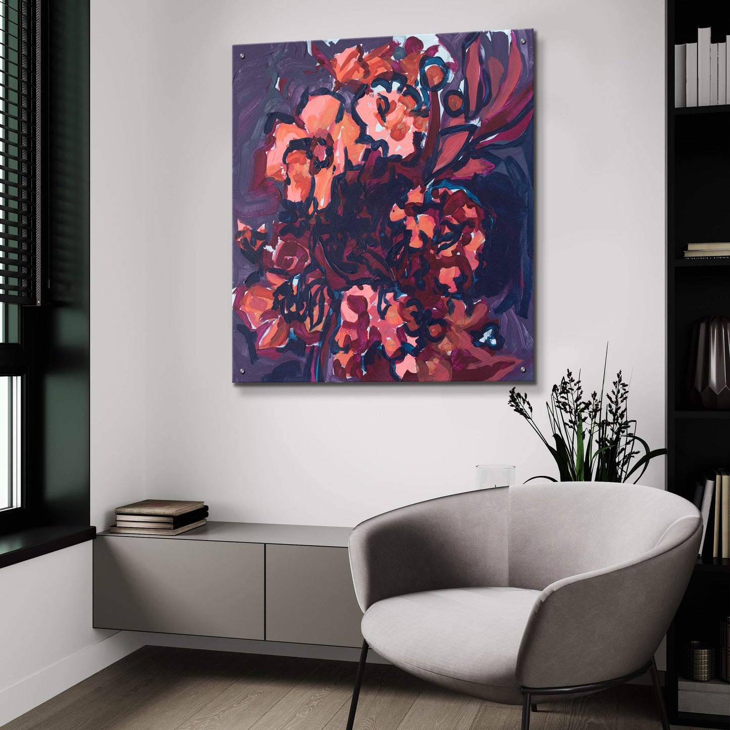 Epic Art 'Nocturnal Bouquet' by Victoria Macmillan, Acrylic Glass Wall Art,36x36