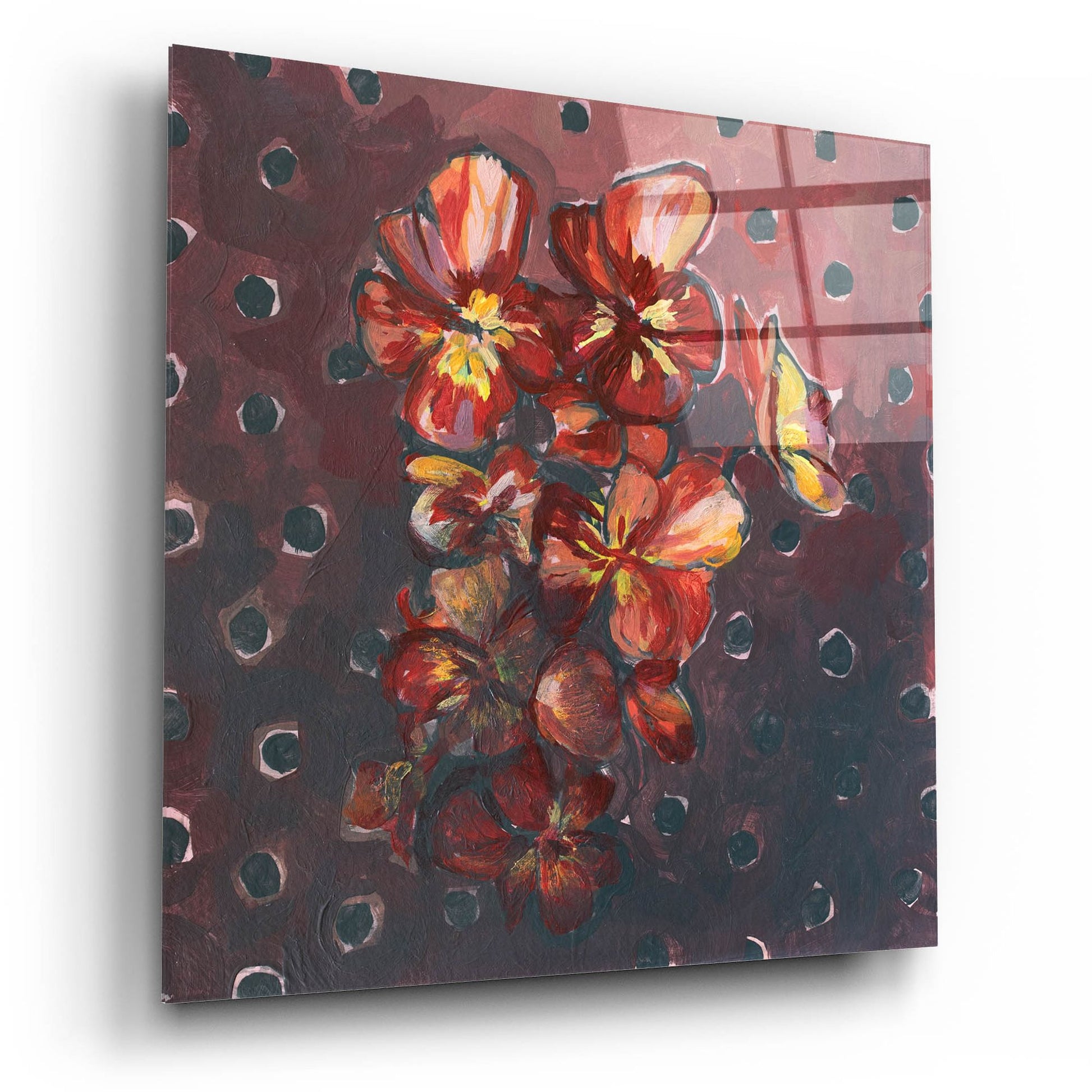 Epic Art 'Pansies and Polka Dots' by Victoria Macmillan, Acrylic Glass Wall Art,12x12