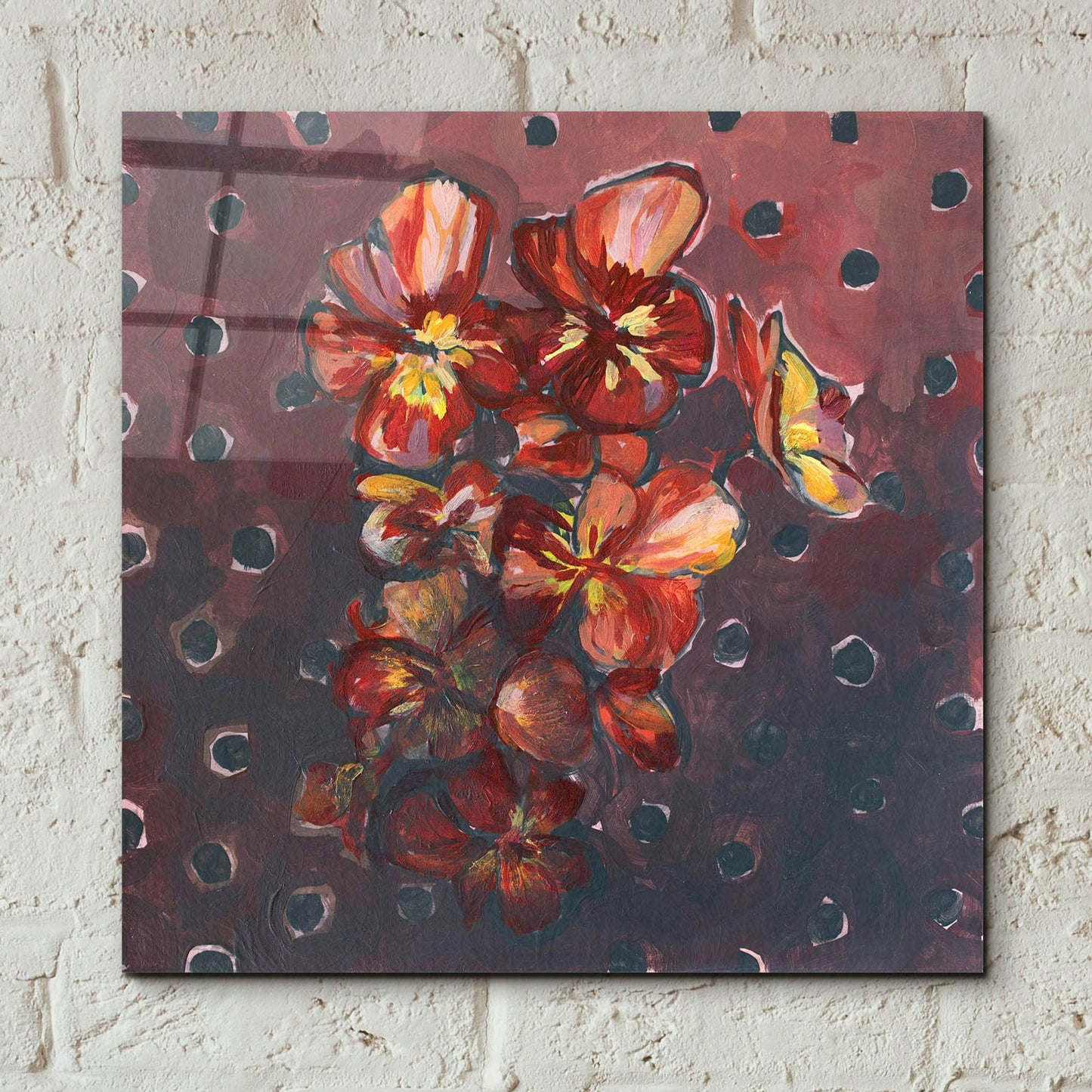 Epic Art 'Pansies and Polka Dots' by Victoria Macmillan, Acrylic Glass Wall Art,12x12