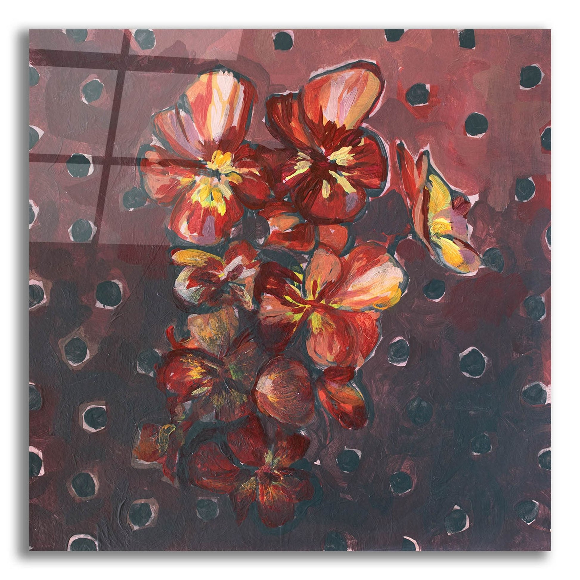 Epic Art 'Pansies and Polka Dots' by Victoria Macmillan, Acrylic Glass Wall Art